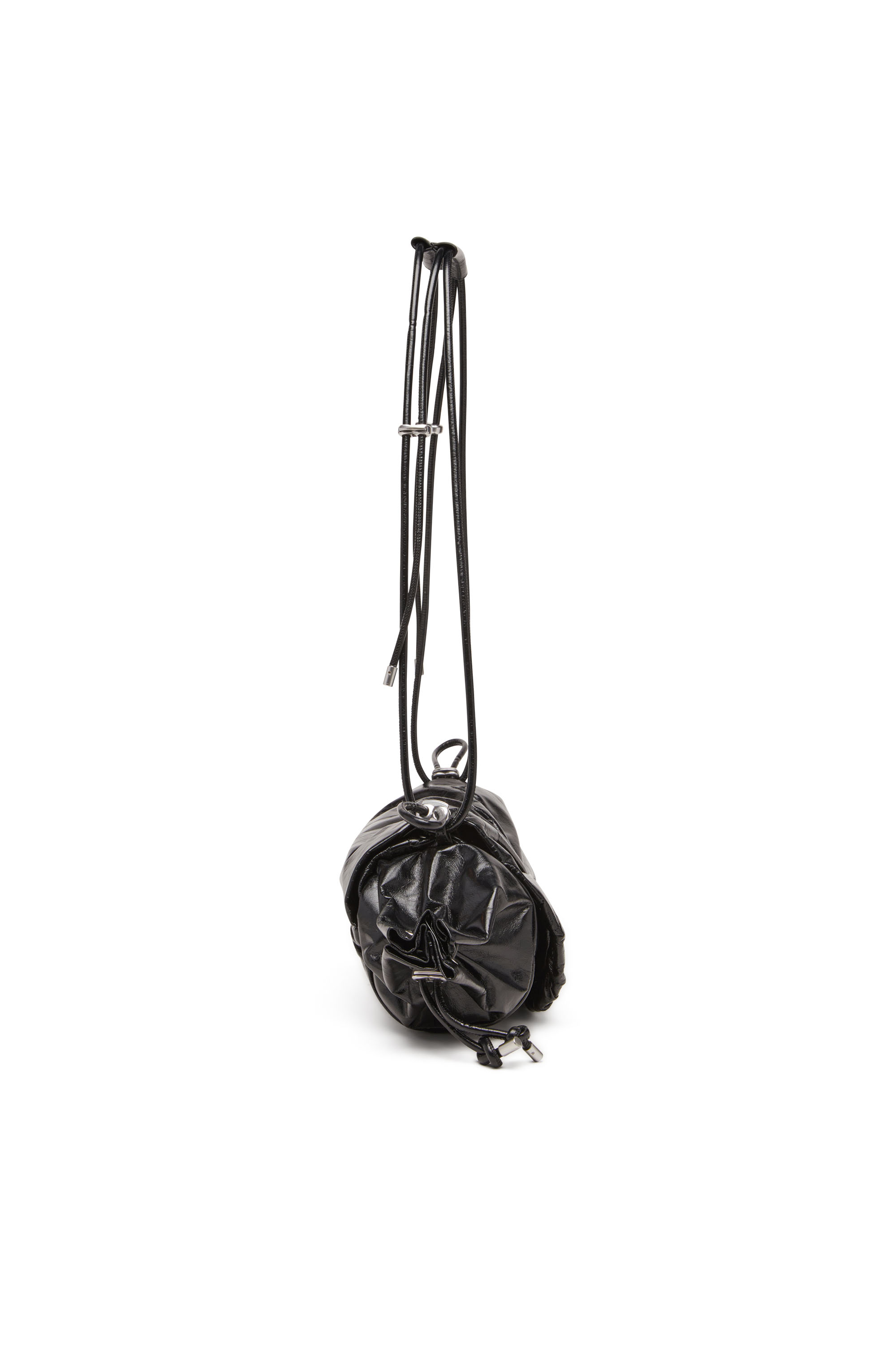 Diesel - SCRUNCH-D SHOULDER M, Female's Scrunch-D M-Shoulder bag in shiny leather in ブラック - 3