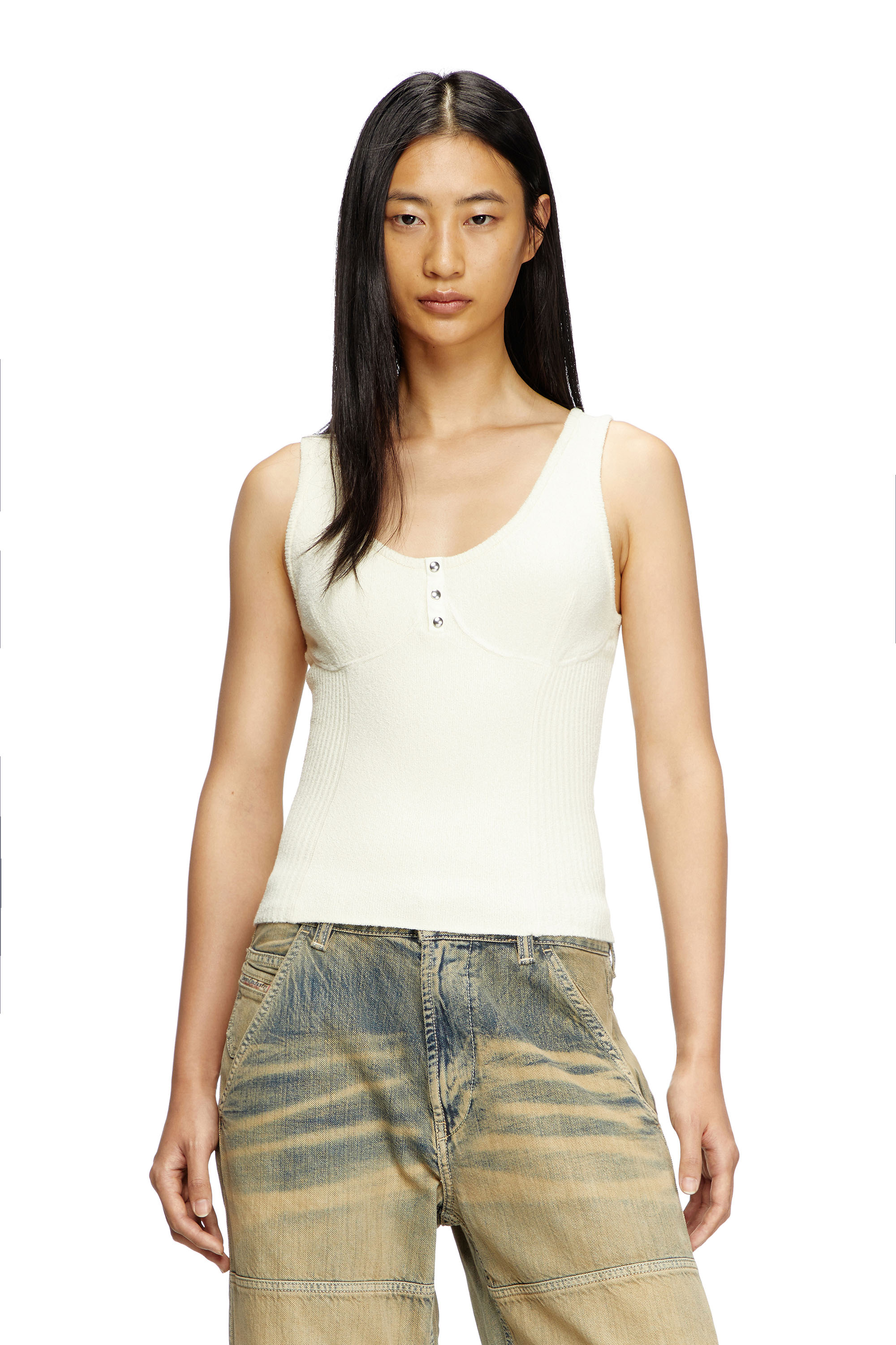 Diesel - M-LIANNE, Female's Knitted tank top with bustier-effect in ホワイト - 1