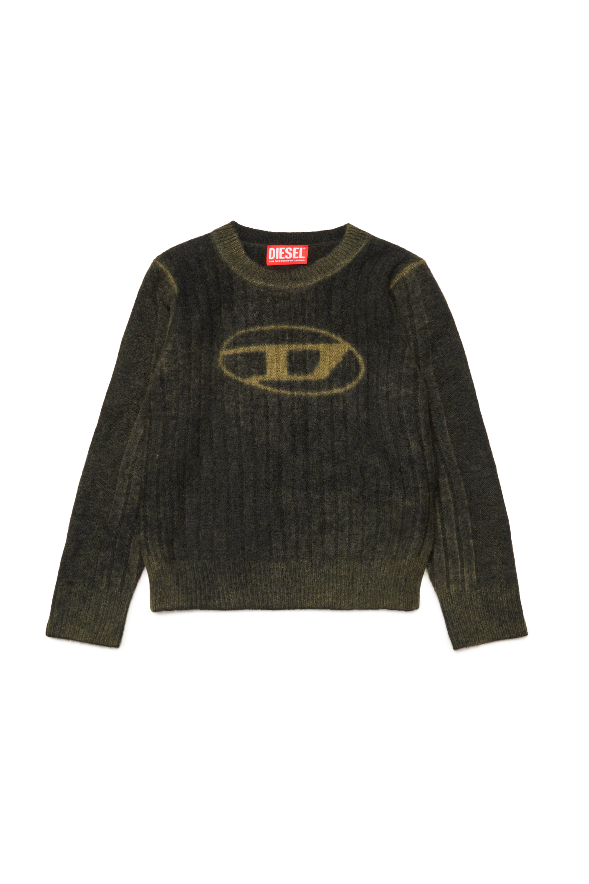 Diesel - KANDELEROD, Male's Treated jumper with Oval D logo in ダークグリーン - 1