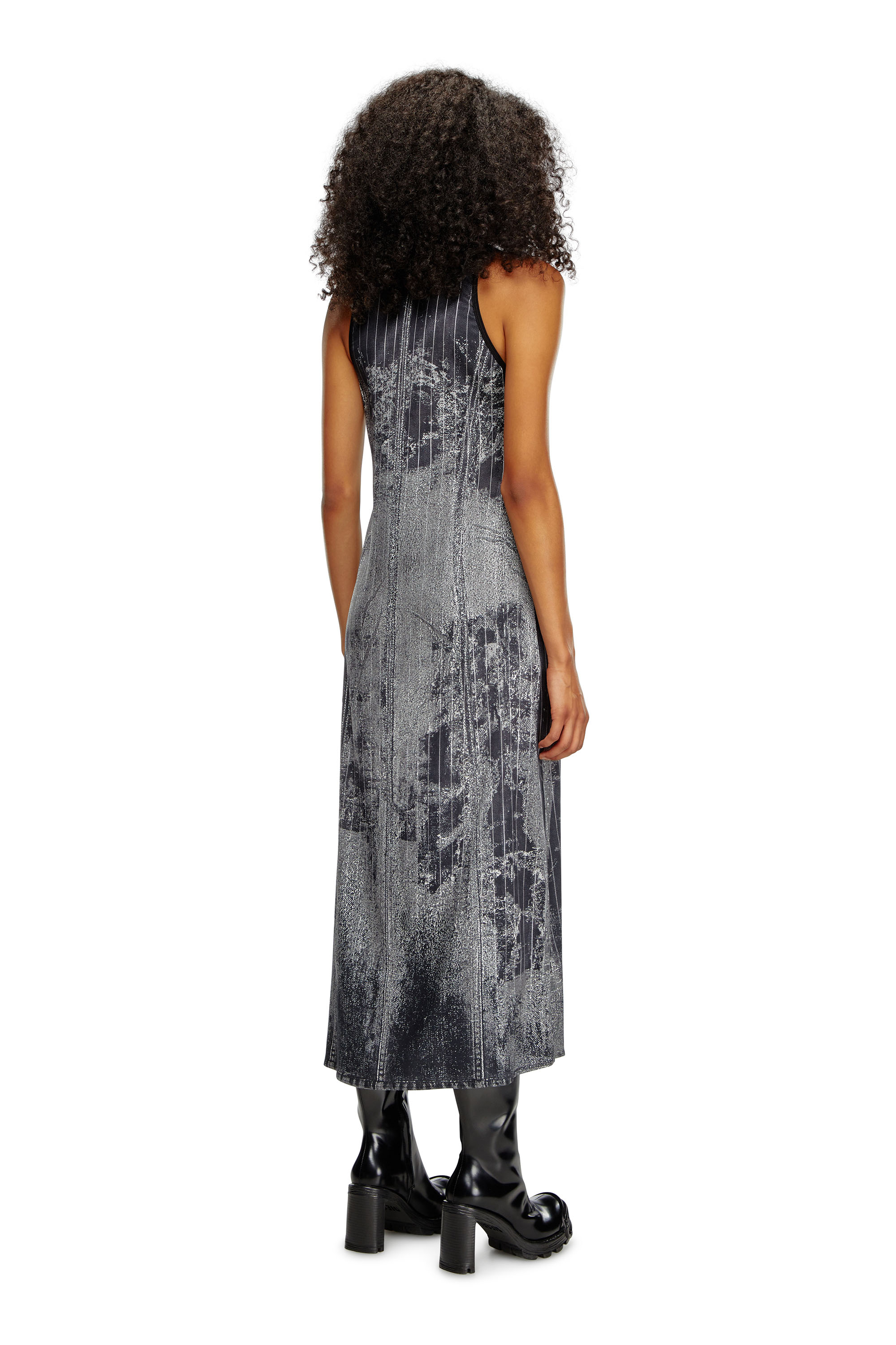 Diesel - D-SCREET, Female Midi dress with print of pinstripe denim in ブラック - Image 3