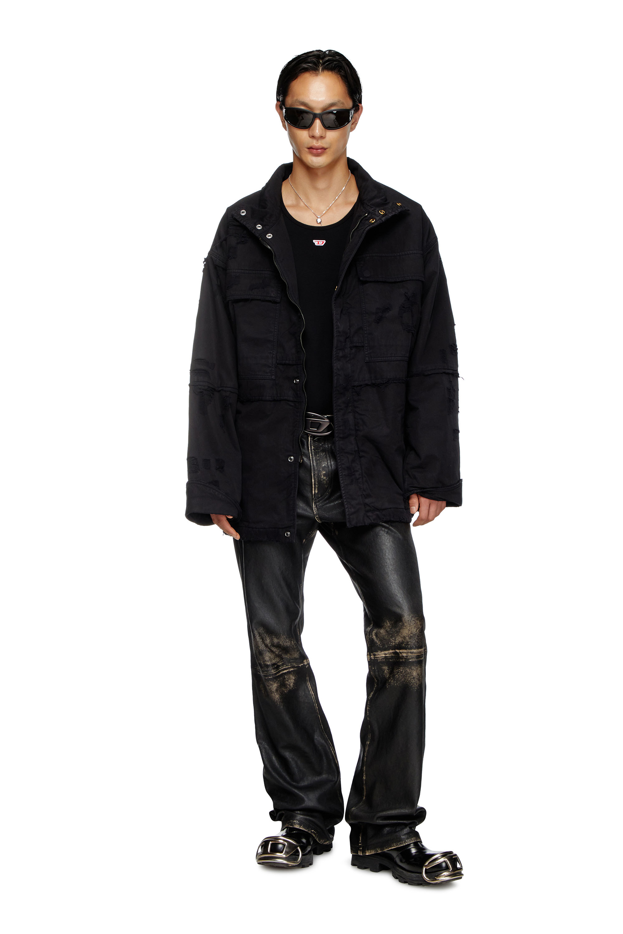 Diesel - J-OISE, Male's Utility jacket in ripped dobby in ブラック - 2