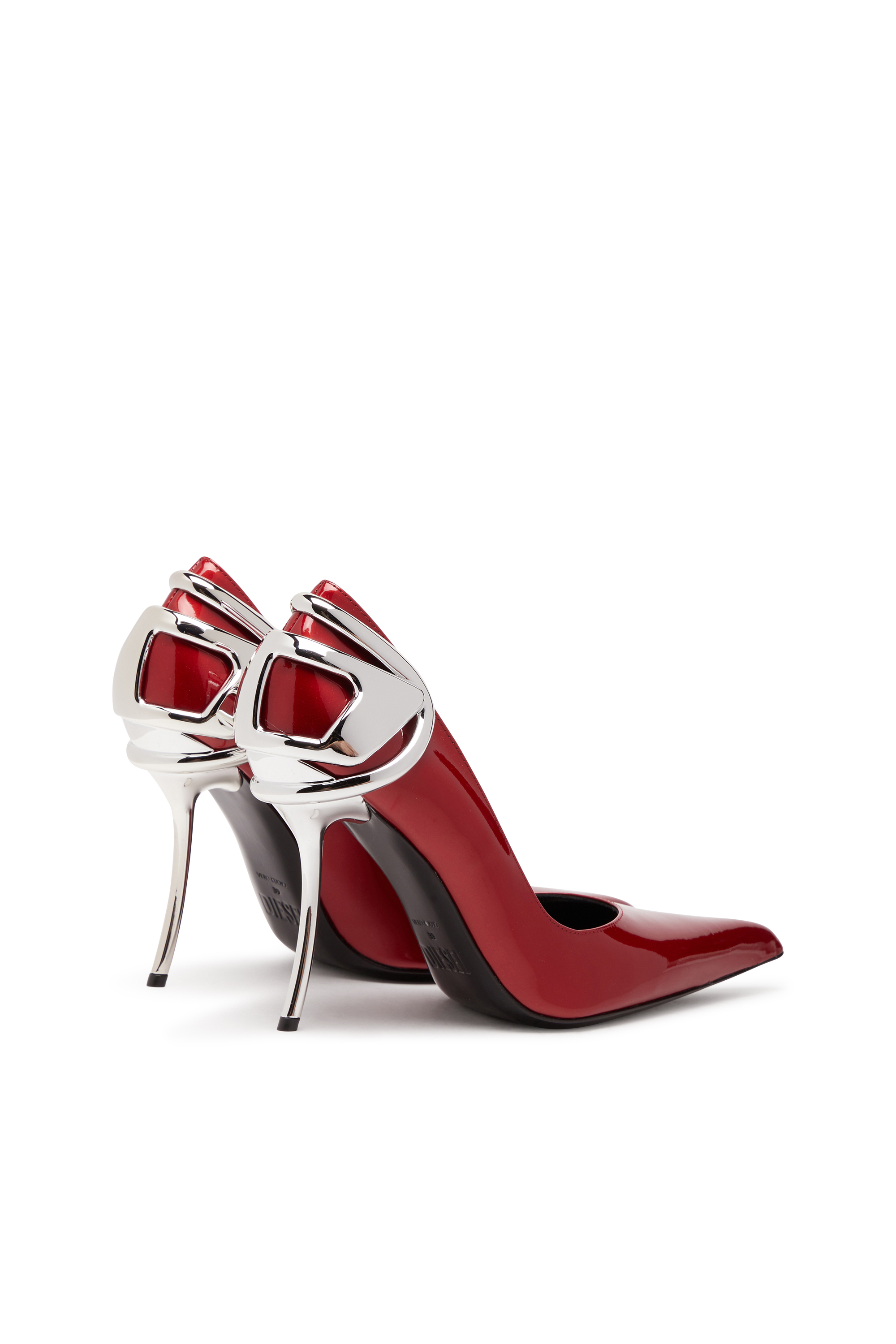 Diesel - D-TEN&HALF P, Female's D-Ten&Half-Patent leather pumps with Oval D heel in レッド - 3