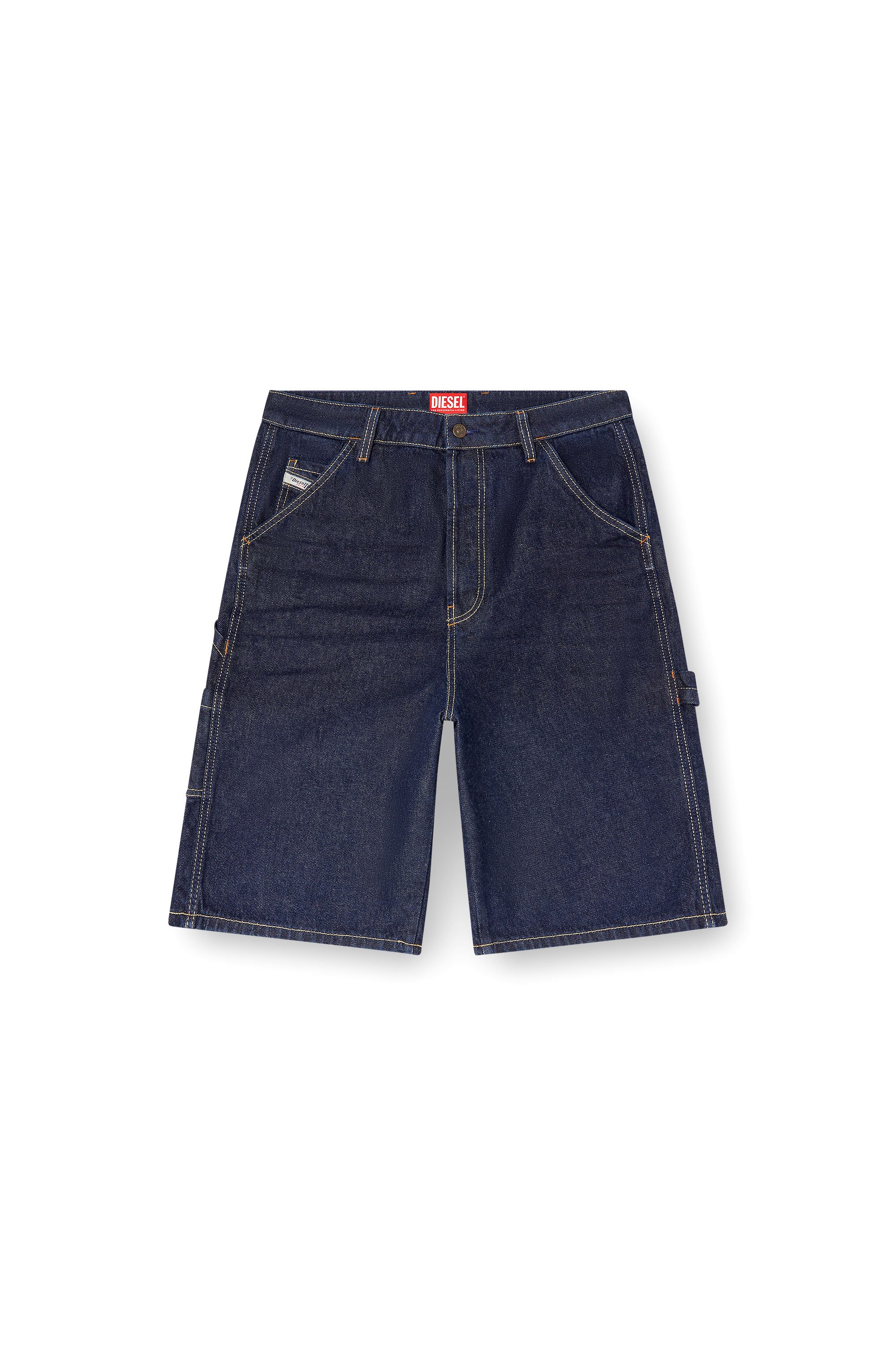 Diesel - D-LIVERY-SHORT, Male's Utility shorts in clean-wash denim in ダークブルー - 3