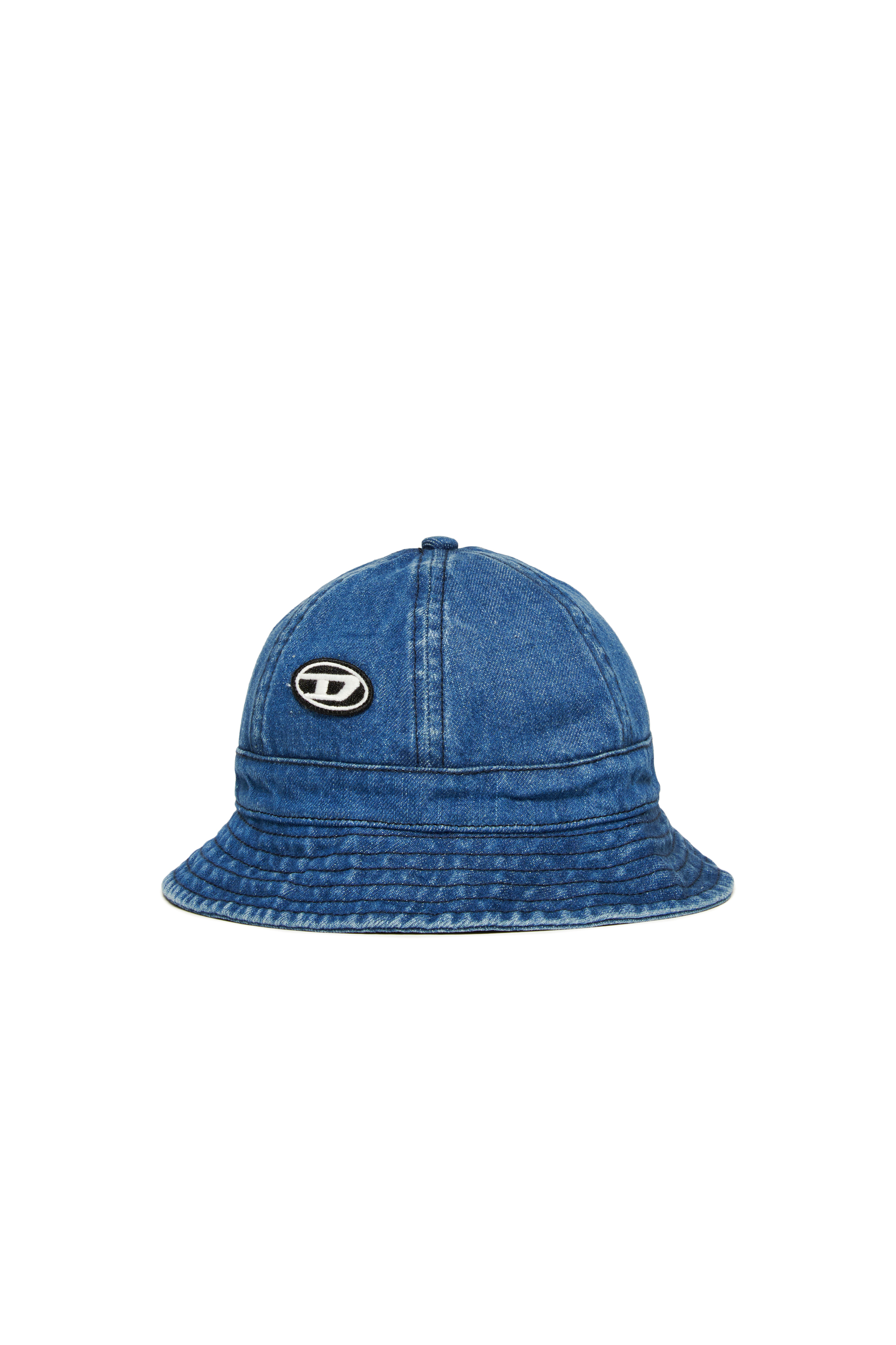 Diesel - FDENB, Unisex's Denim bucket hat with Oval D patch in ミディアムブルー - 1