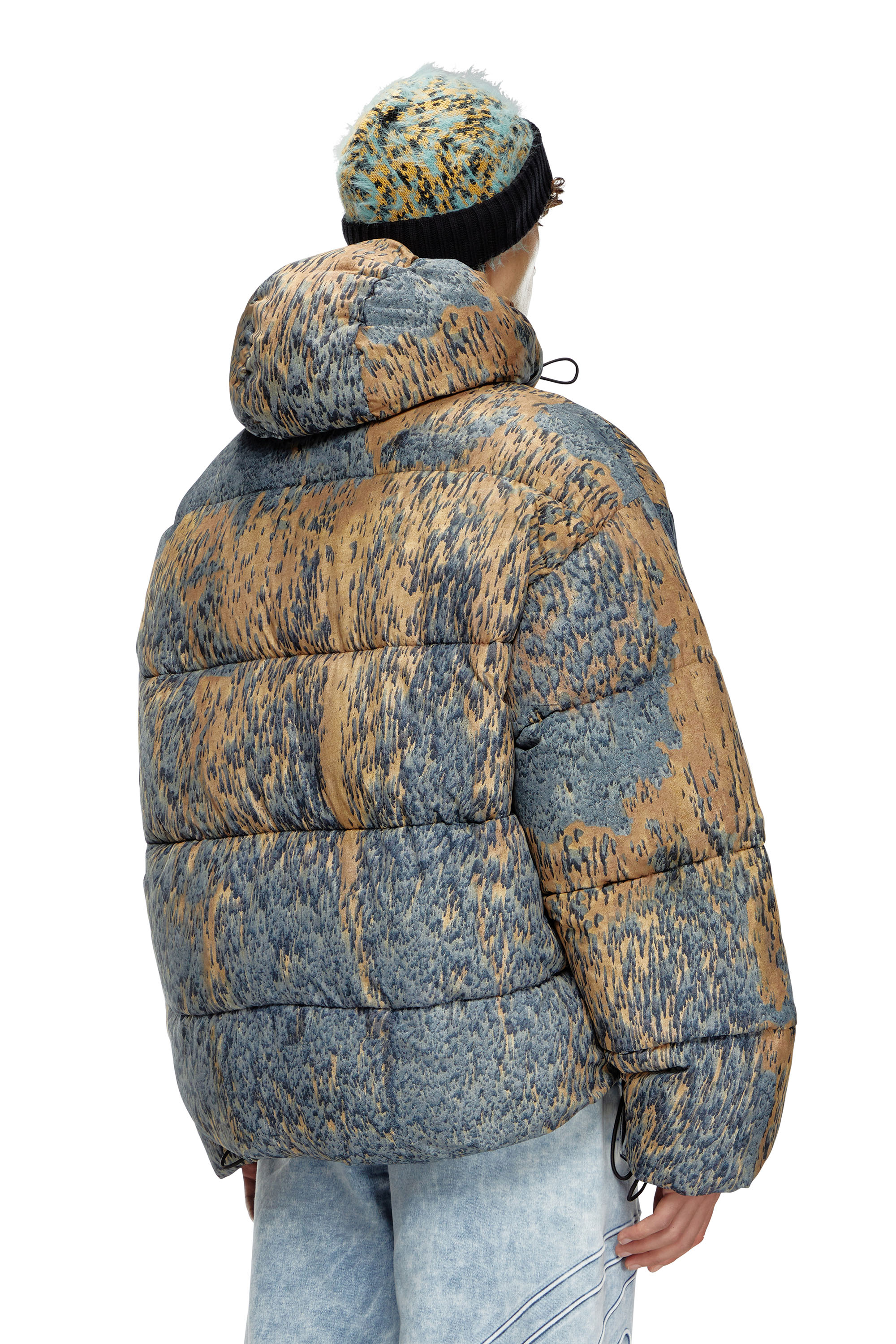 Diesel - W-BOGAERT, Male's Puffer jacket with acid rain effect in ベージュ/グレー - 4