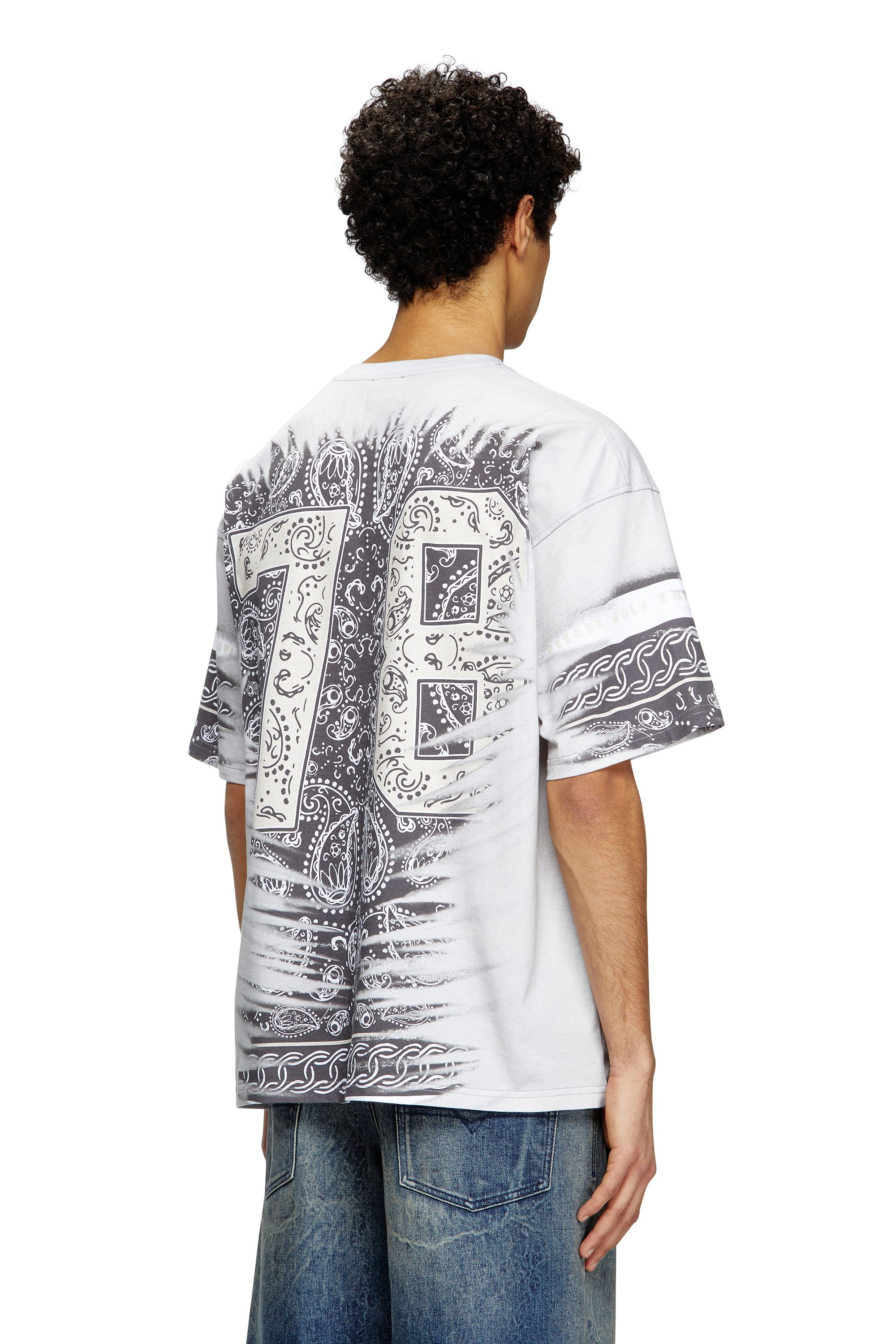 Diesel - T-BOXT-78-R1, Male's T-shirt with 78 bandana print in ホワイト - 4