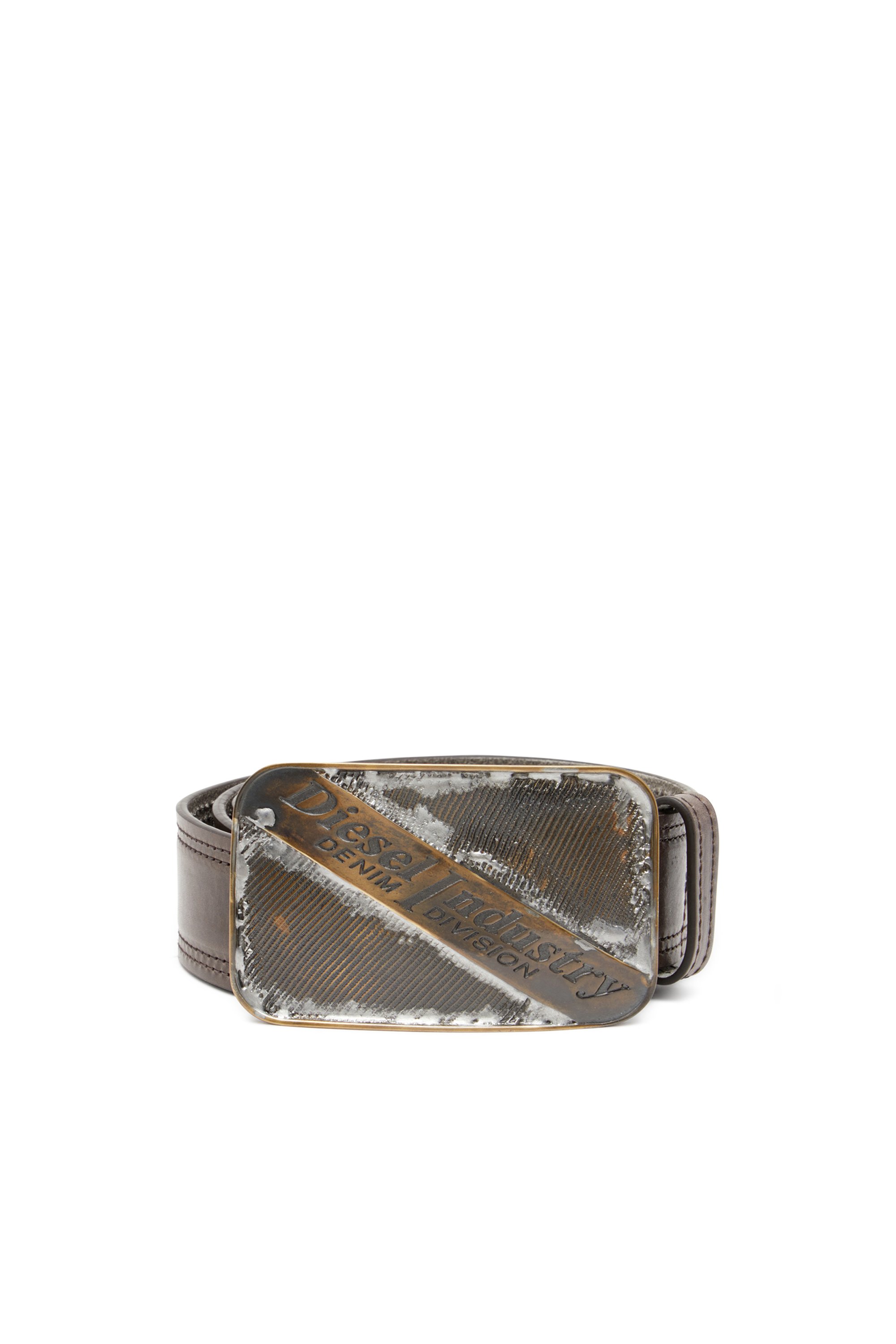 Diesel - B-INDUSTRY, Male's 4cm archival belt with rust-effect buckle in ブラウン - 2