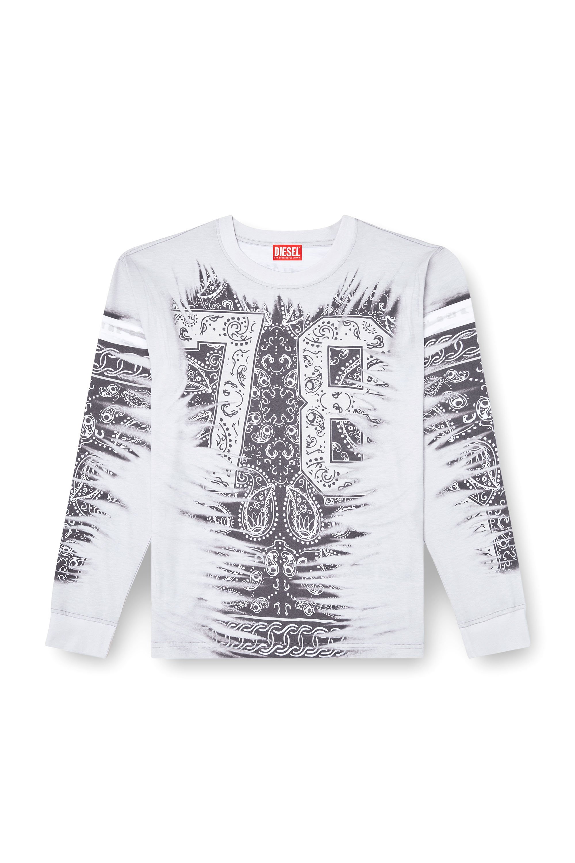 Diesel - T-NORM-LS-R1, Male's Long-sleeve T-shirt with 78 print in ブラック/ホワイト - 3