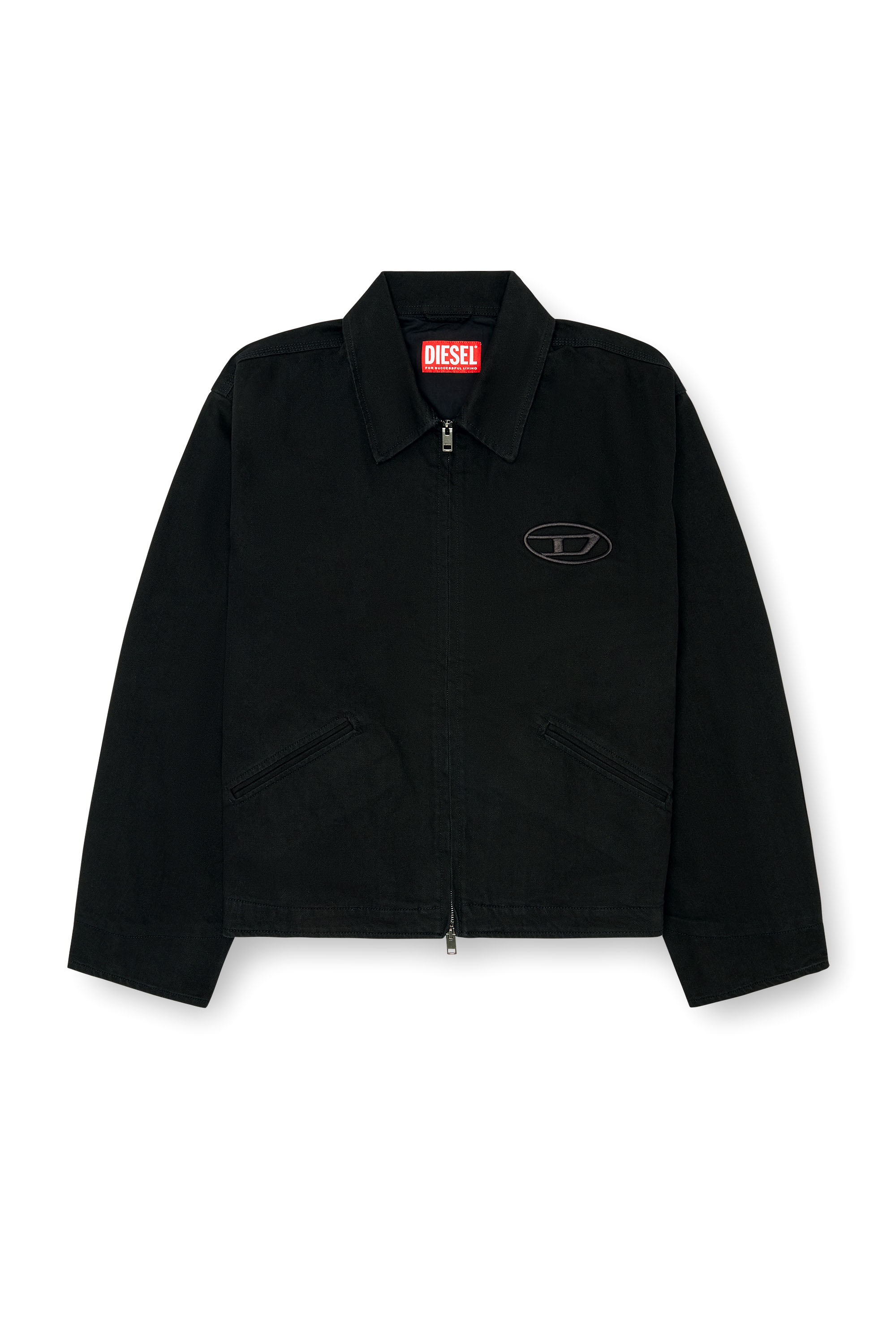 Diesel - J-TAYLOR-BLEACH, Male Denim blouson jacket with bleached logo in ブラック - Image 3