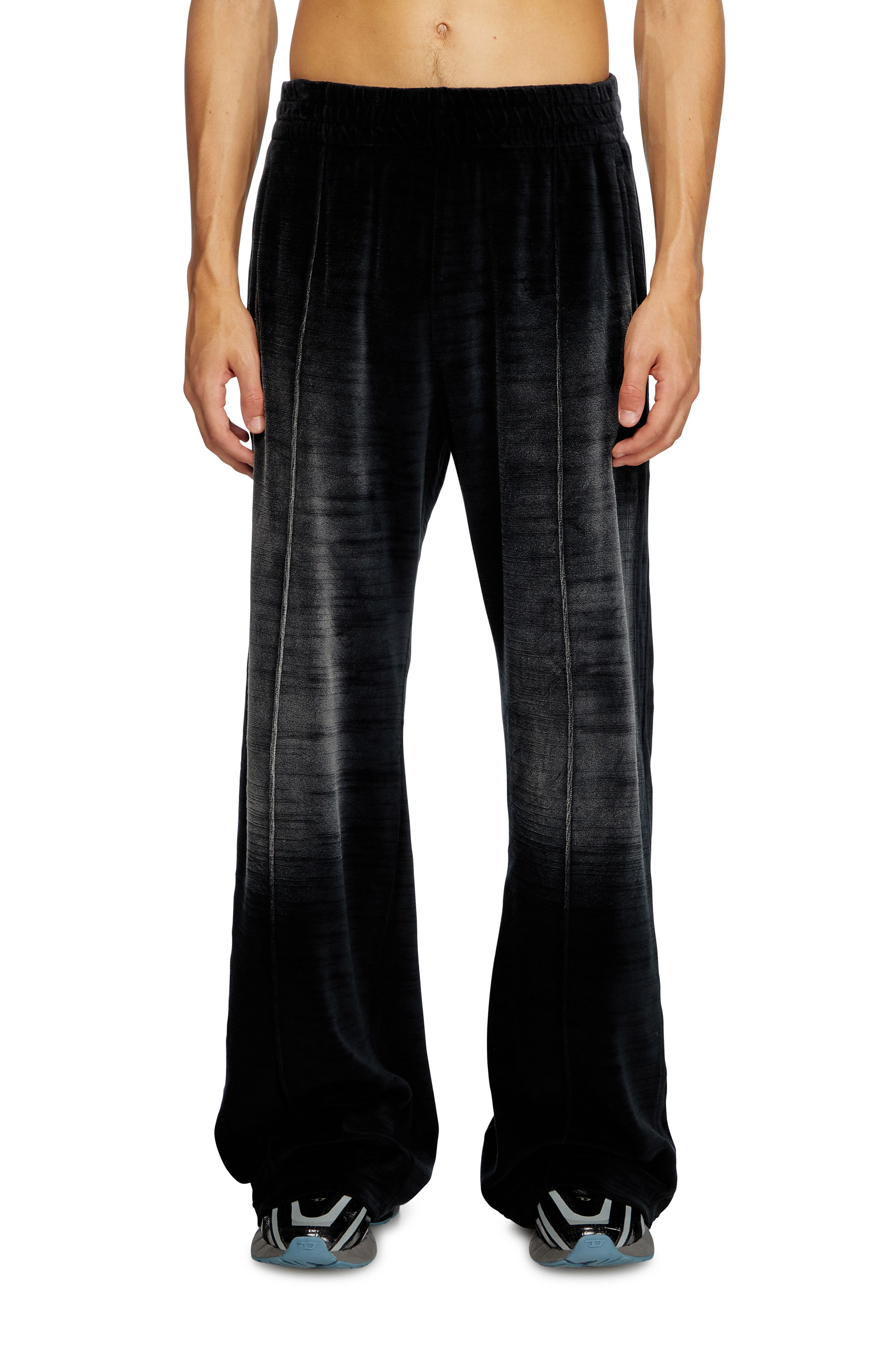 Diesel - P-OZAMP-BAND, Male's Faded velvet track pants in ブラック - 1