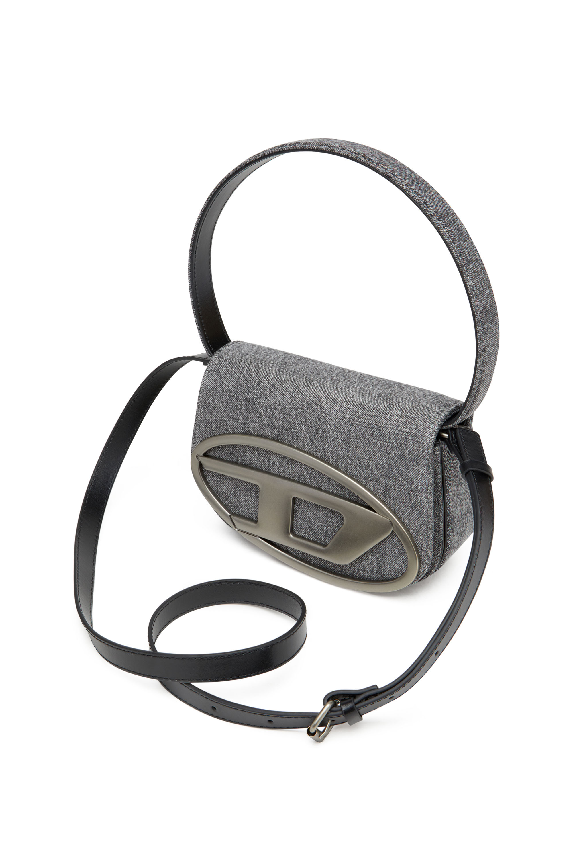 Diesel - 1DR, Female's Iconic shoulder bag in stonewashed denim in ブラック - 5