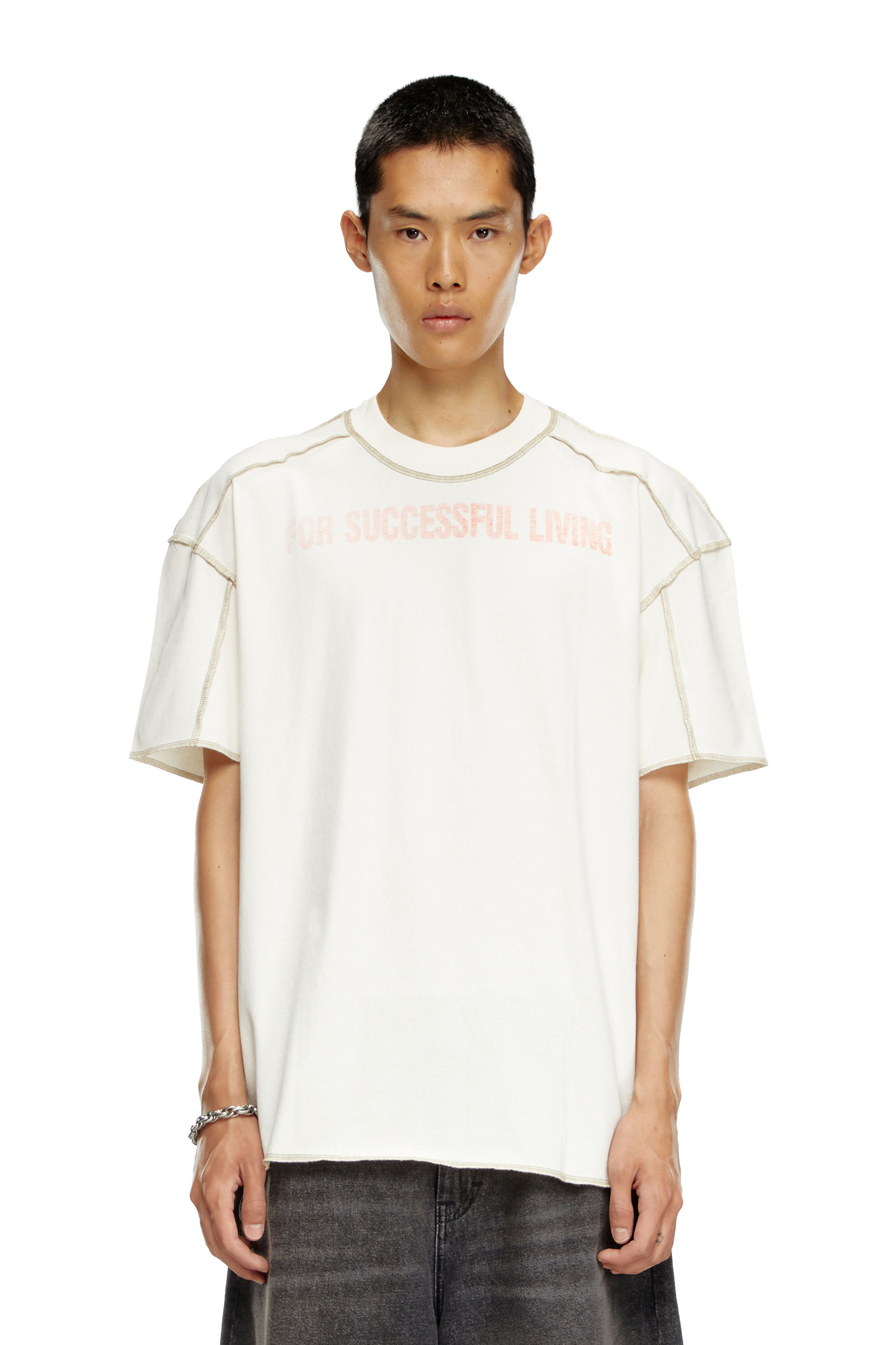 Diesel - T-CRAOR, Male T-shirt with inside-out effect in ホワイト - Image 5