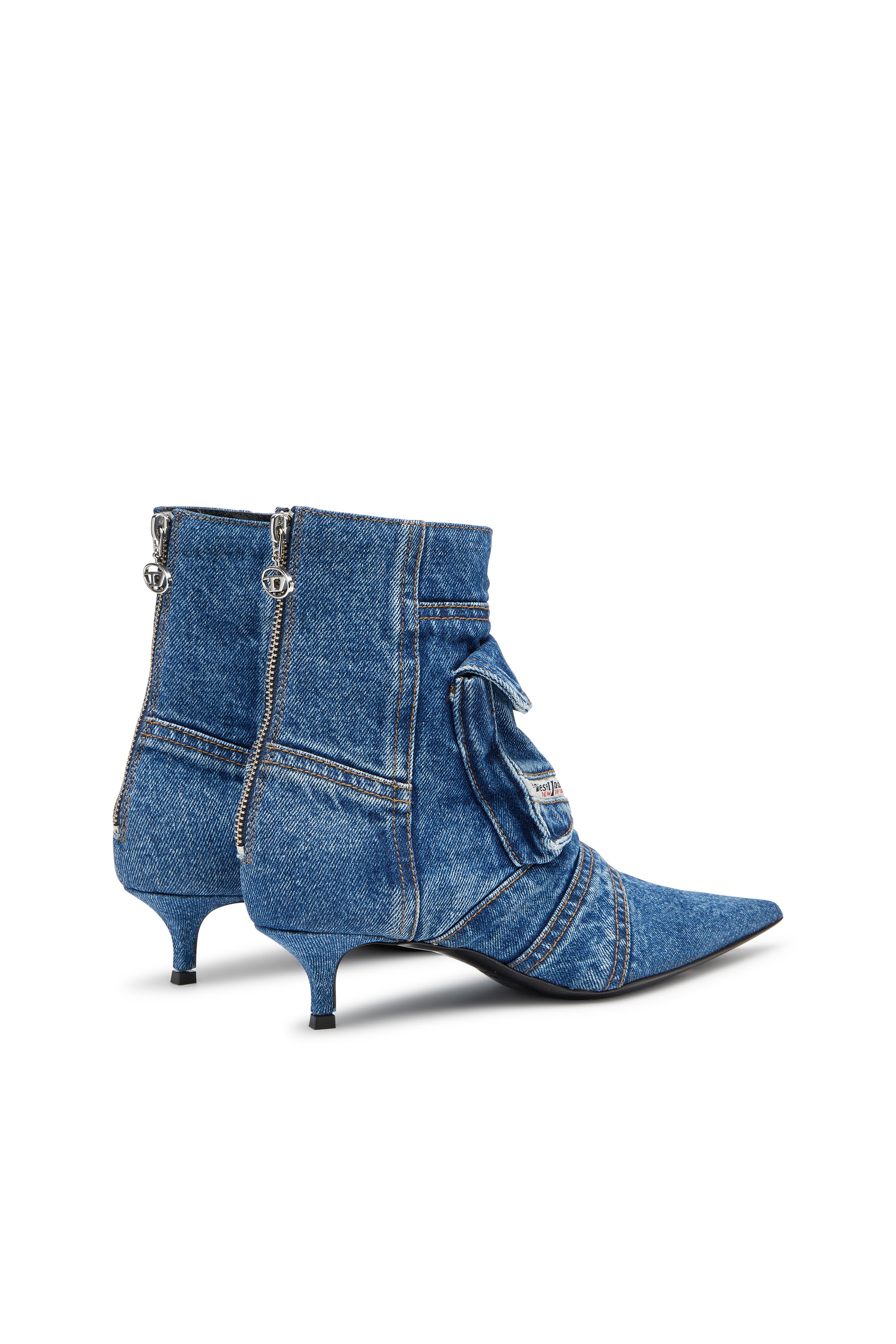 Diesel - D-VENUS POCKET LB, Female's D-Venus-Cargo ankle boots in washed denim in ブルー - 3