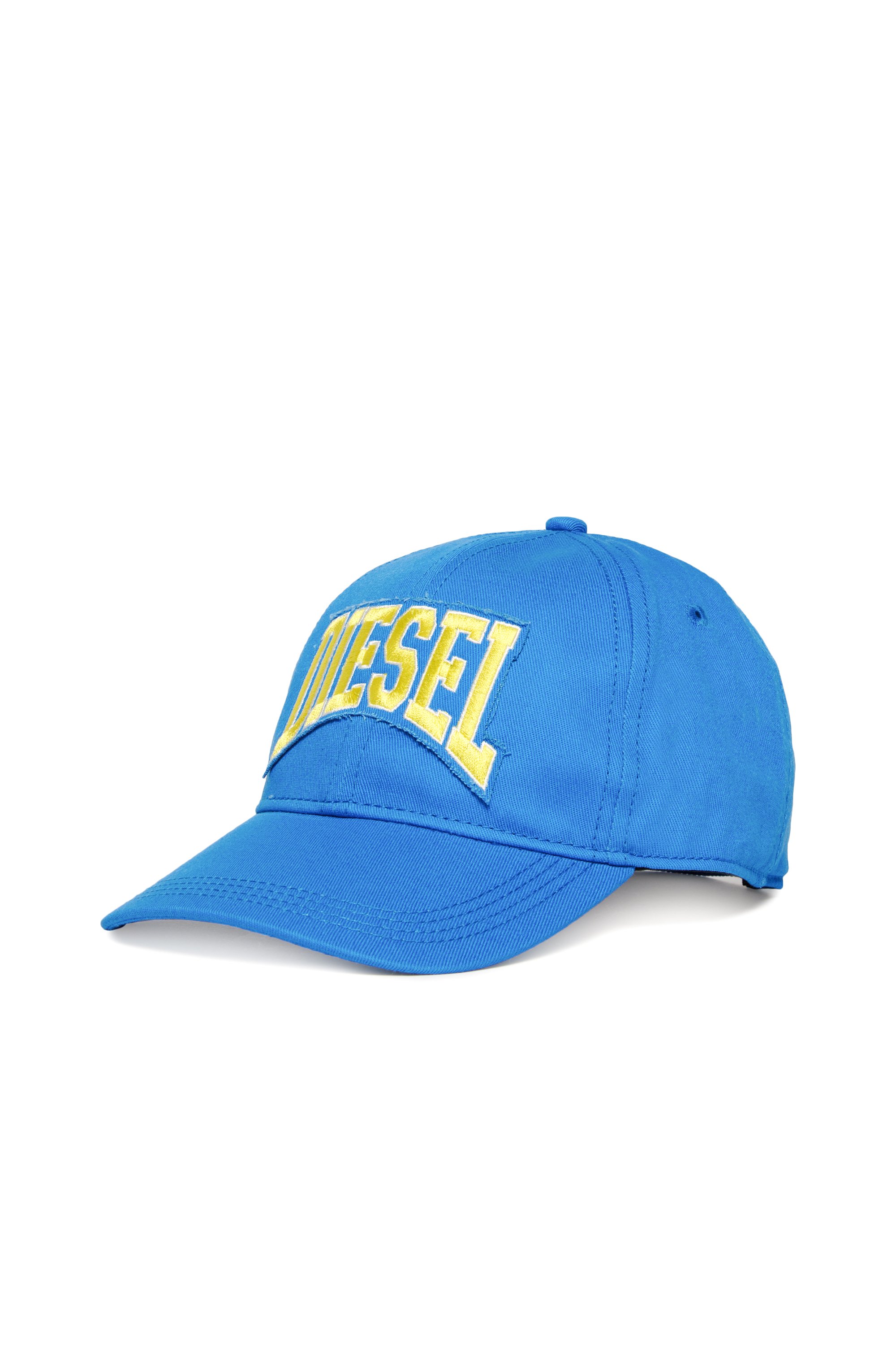 Diesel - FCGUS, Male's Baseball cap with logo-embroidered patch in ブルー/イエロー - 1