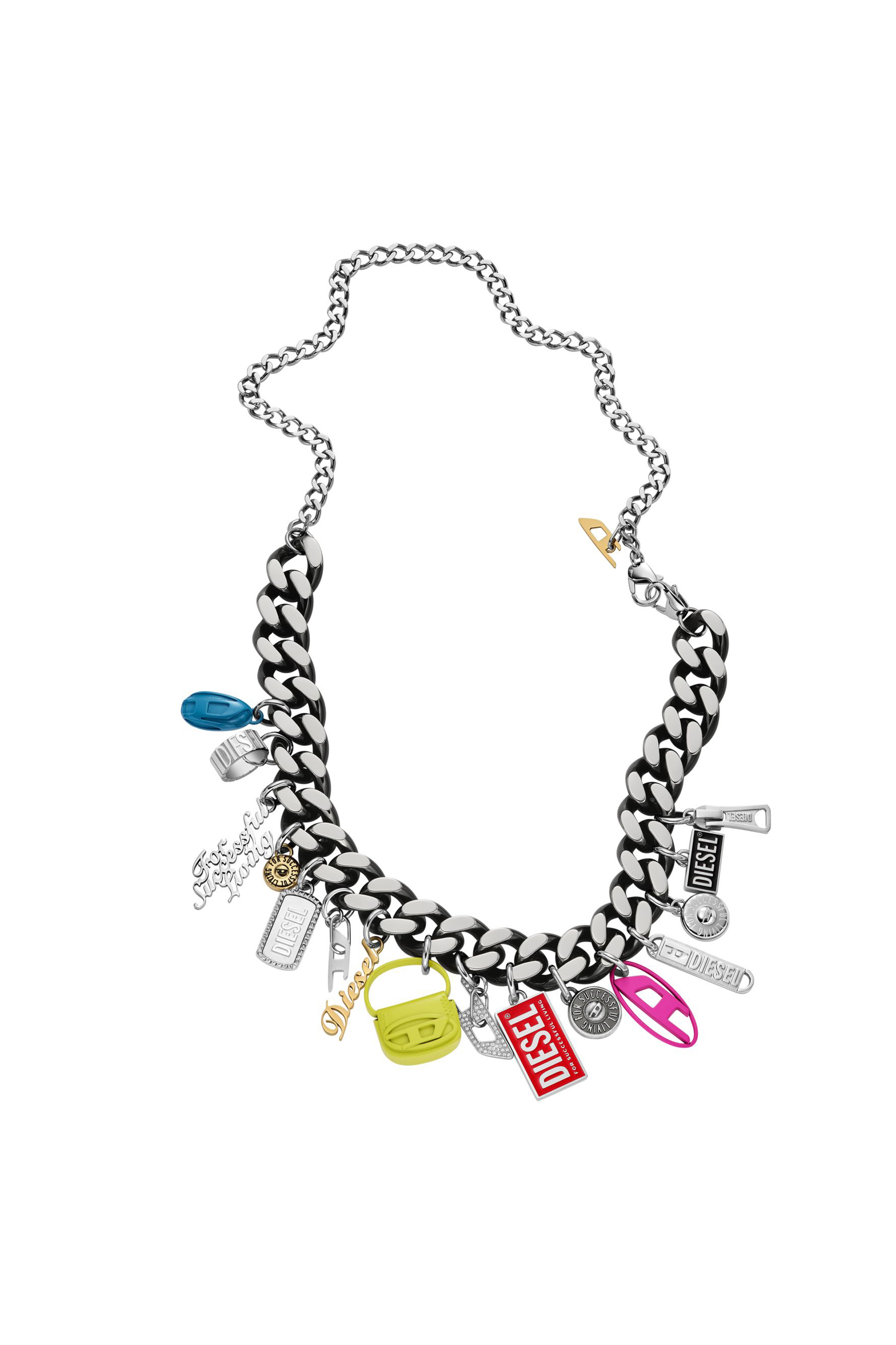 Diesel - DX1522 JEWEL, Unisex Black stainless steel charm chain necklace in マルチカラー - Image 2