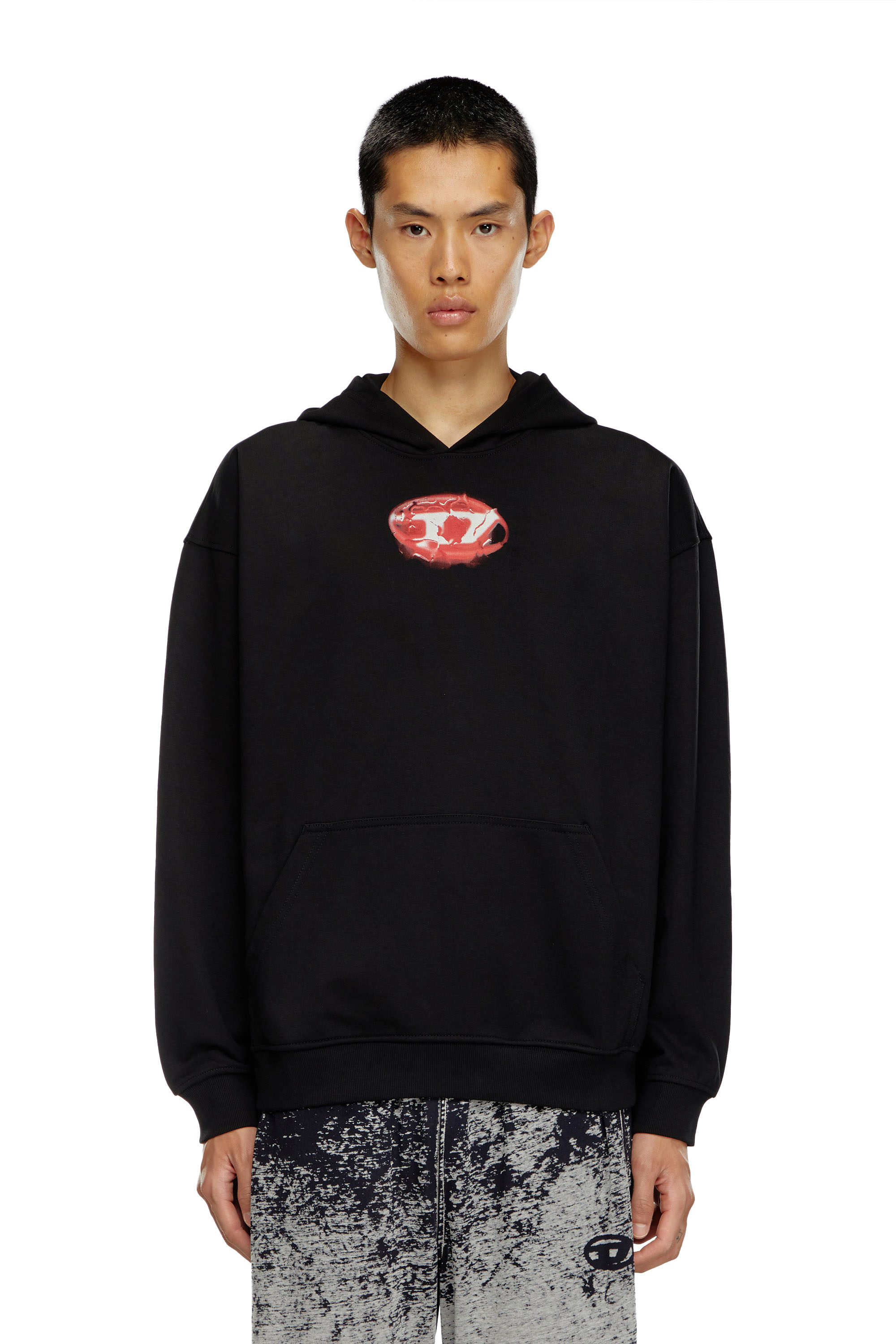 Diesel - S-BOXT-HOOD-K3, Male's Hoodie with water-effect logo print in ブラック - 4