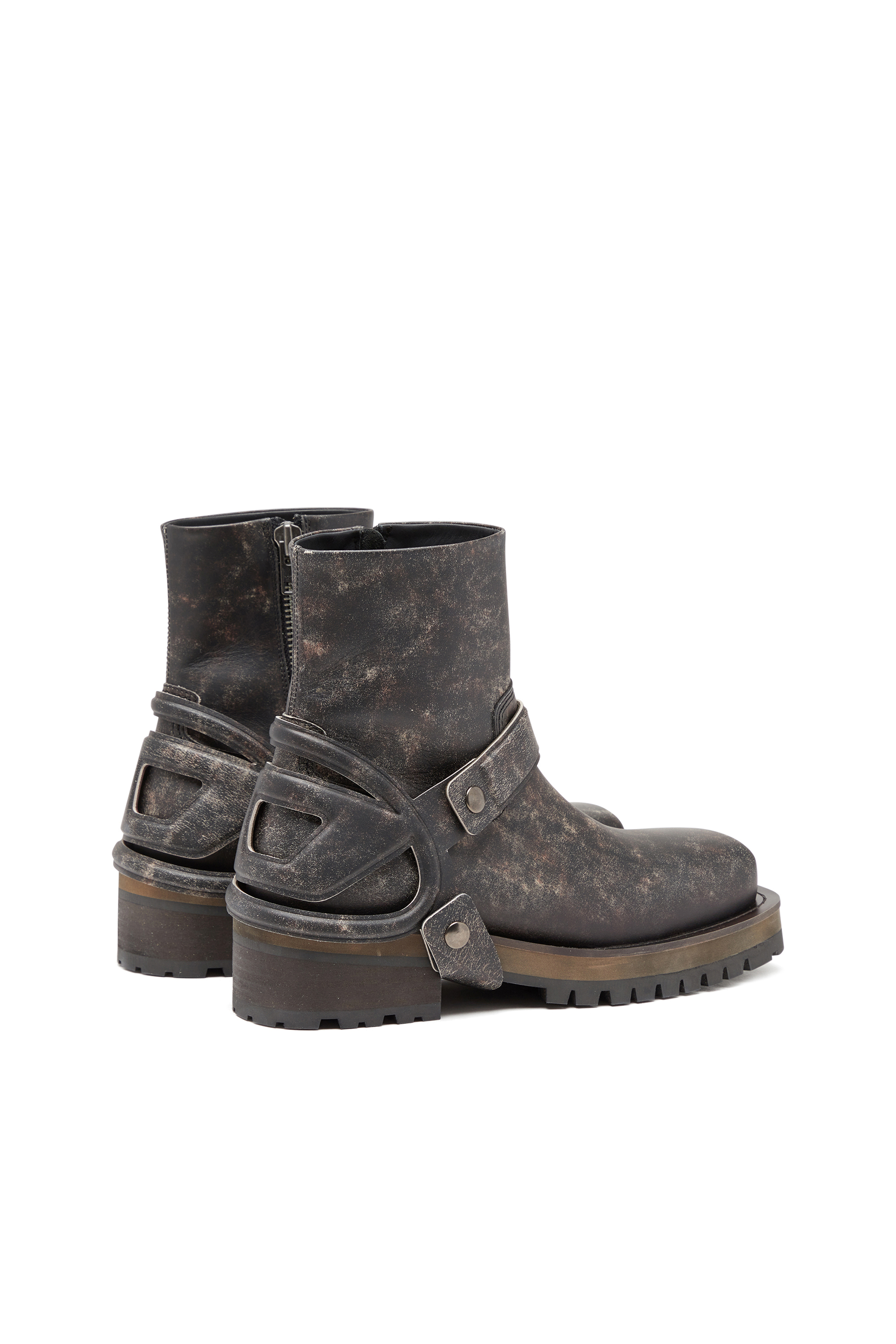 Diesel - D-TEXAN CH, Male's D-Texan-Harness boots in distressed leather in ダークブラウン - 3