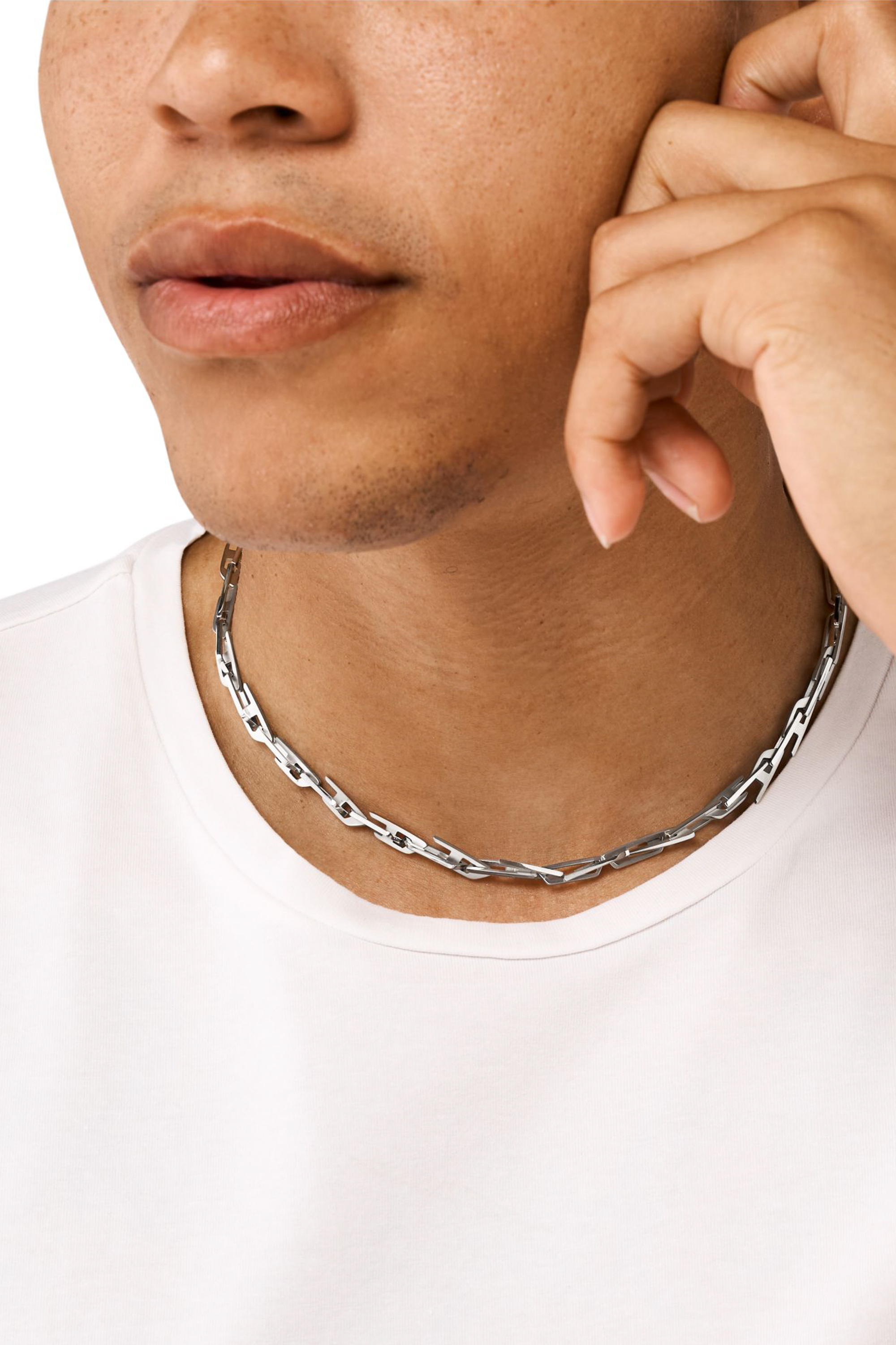 Diesel - DX1537040, Unisex's Interlocking D Logo Stainless Steel Chain Necklace in シルバー - 3