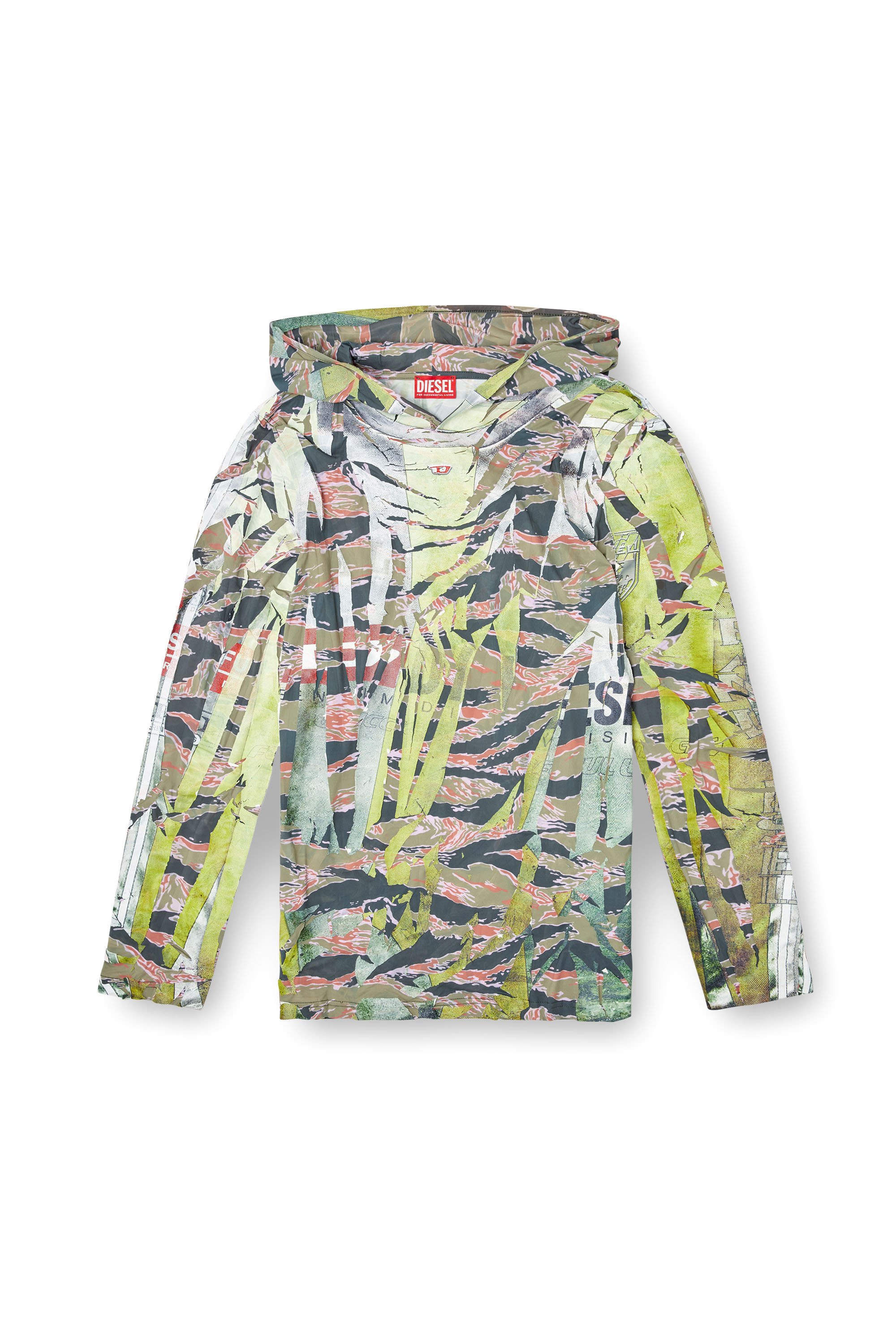 Diesel - T-GILLIS, Unisex's Camo hooded top with cracked over-print in ブラウン/グリーン - 6