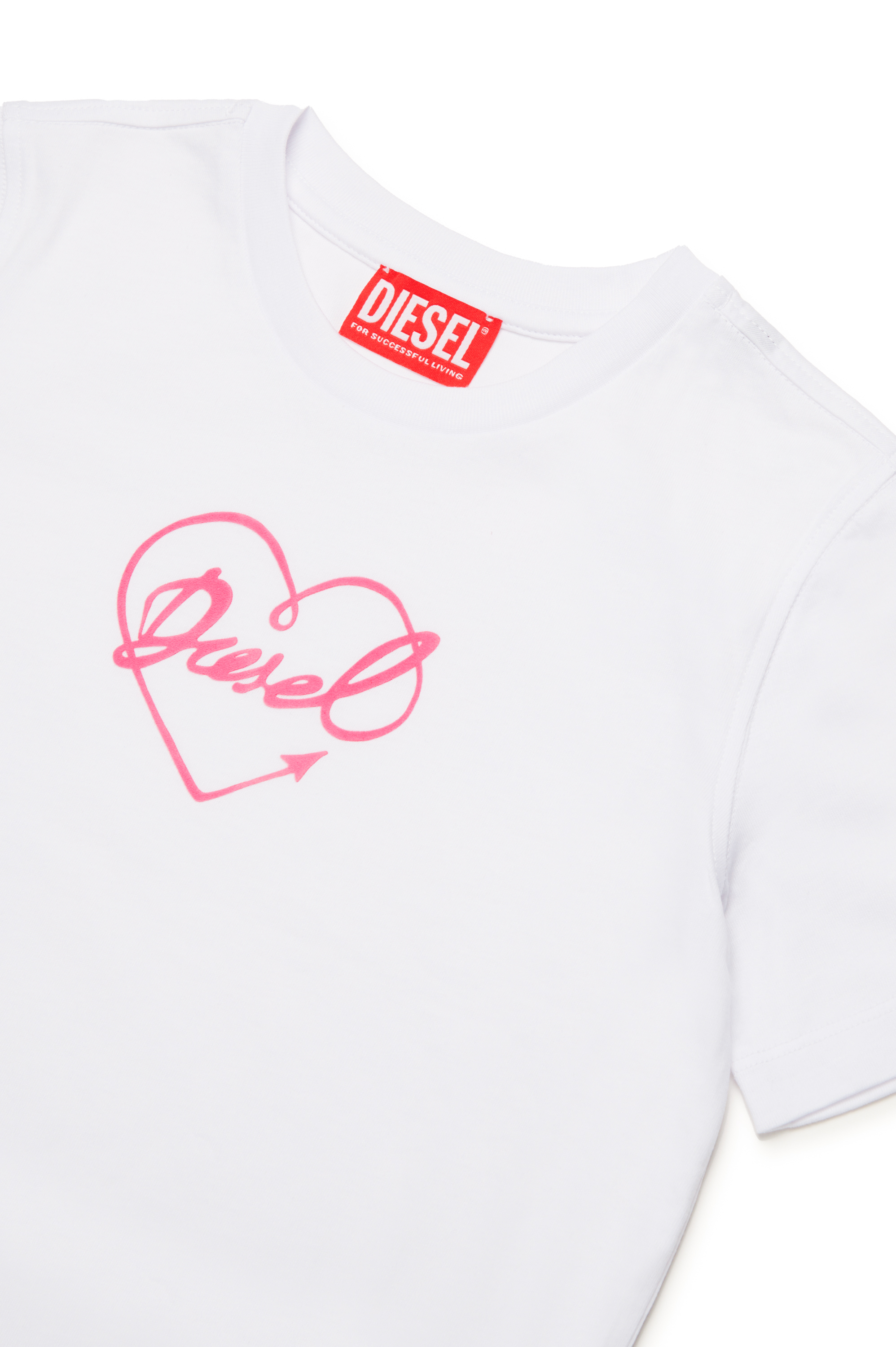 Diesel - TREGL4, Female T-shirt with flocked logo heart in ホワイト - Image 3