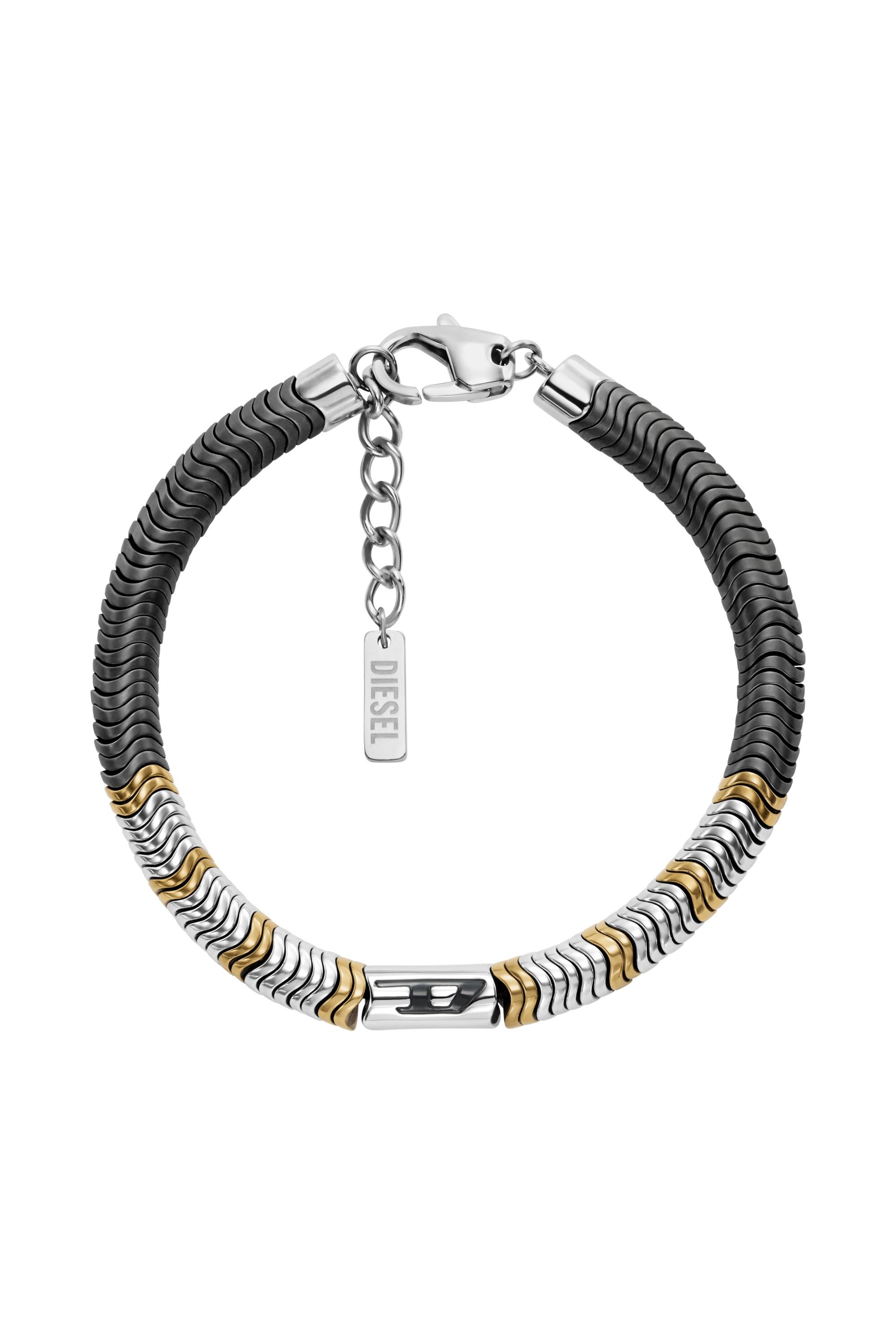 Diesel - DX1573931 JEWEL, Unisex's Hematite Beaded Bracelet in シルバー/ブラック - 1