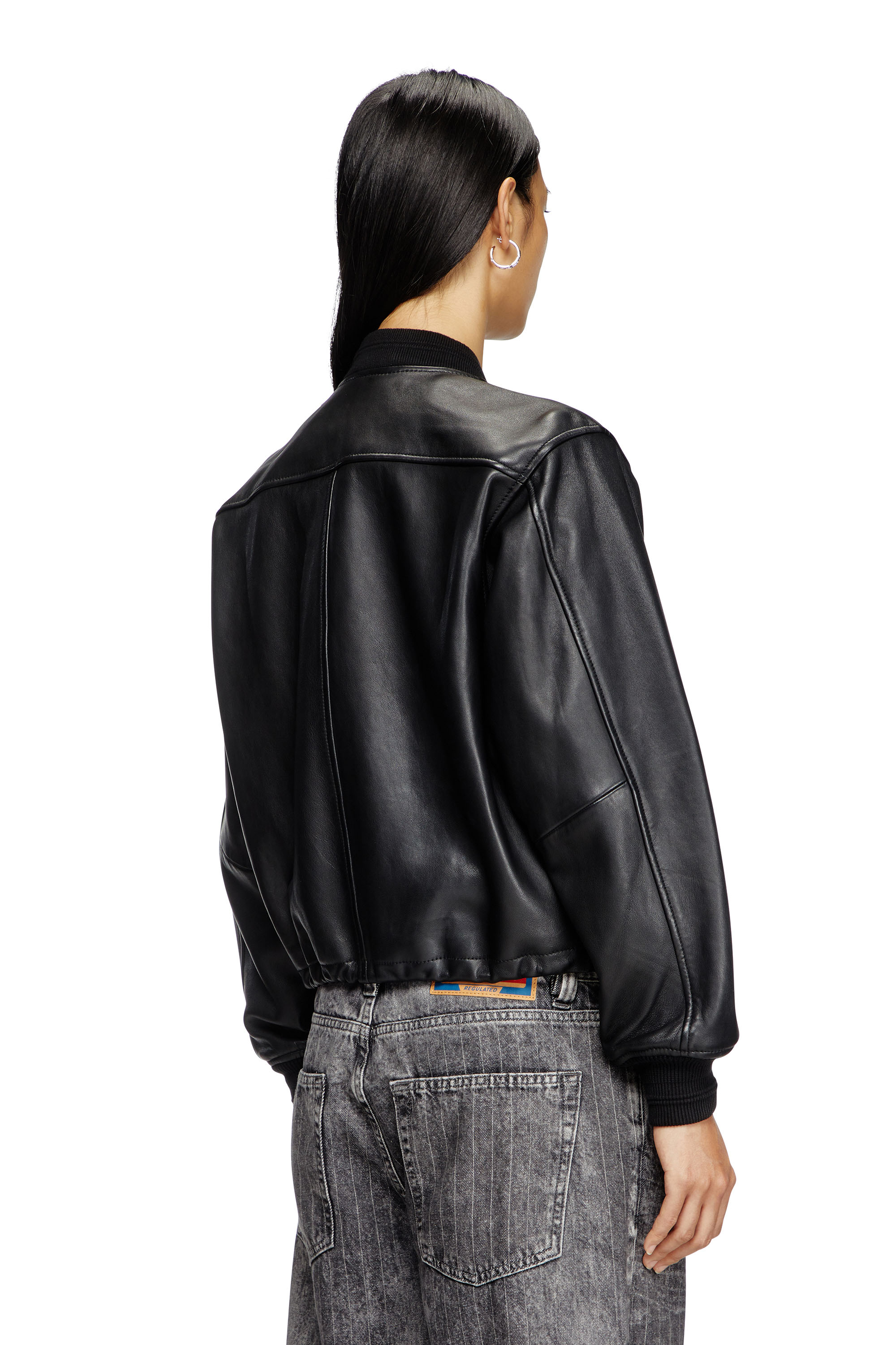 Diesel - L-ILYAN, Female's Leather bomber jacket in ブラック - 4