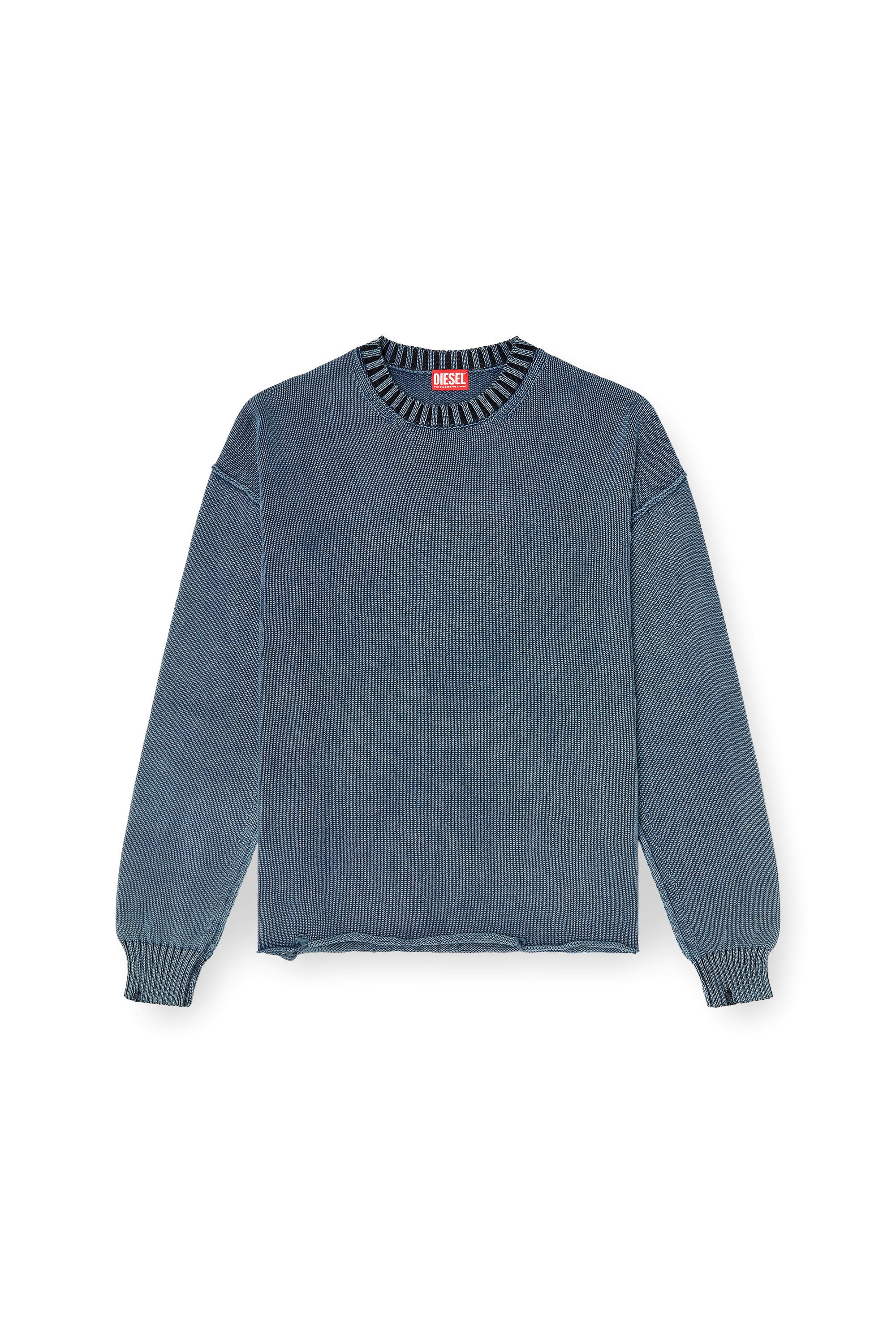 Diesel - K-DELOS-A, Male's Denim-look distressed jumper in null - 3