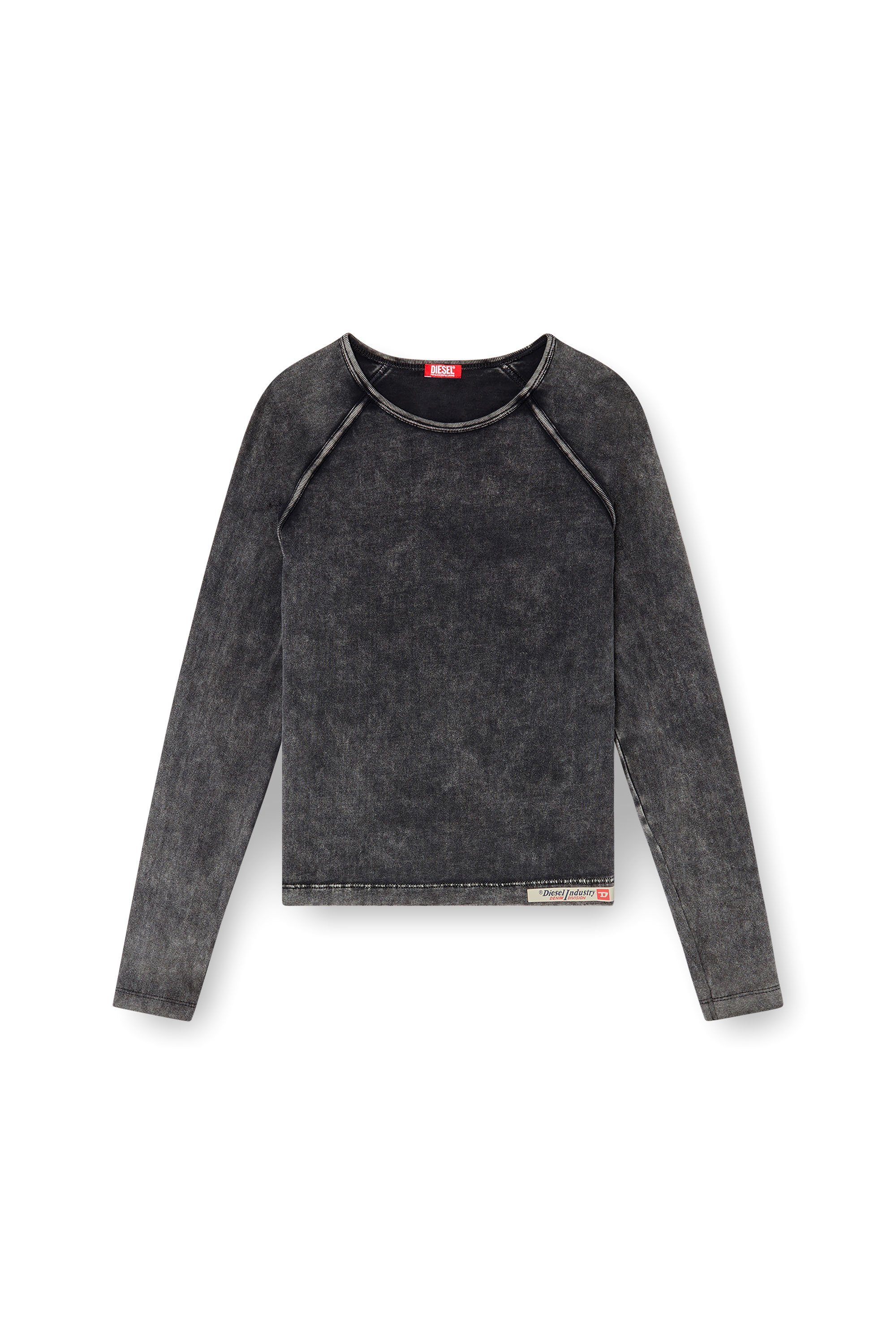 Diesel - ANNA-DNM, Female's Long-sleeve T-shirt in denim-effect jersey in ブラック - 4