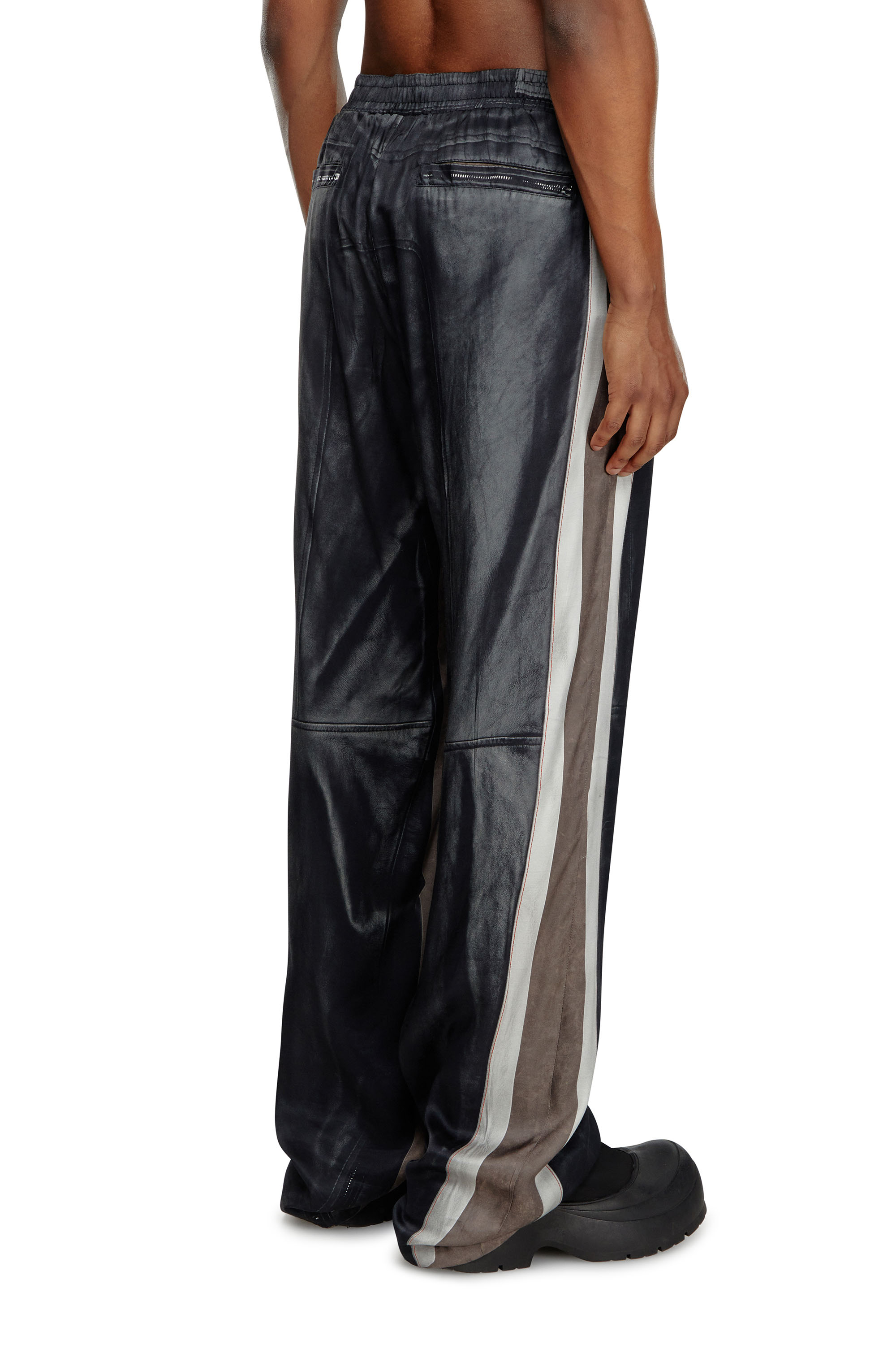 Diesel - P-AFTER, Male Viscose pants with leather-effect print in ブラック - Image 3