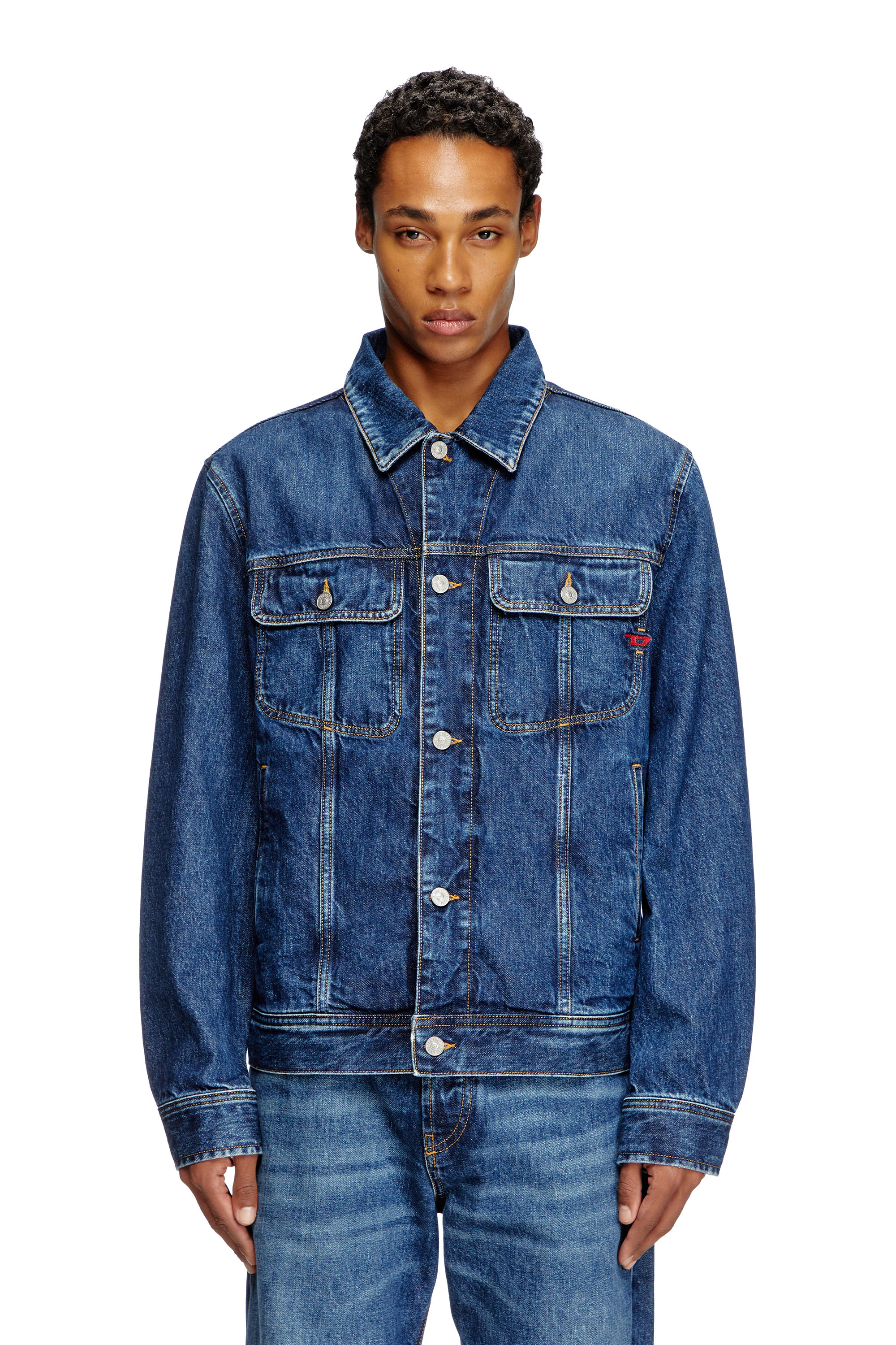 Diesel - D-BARCY, Male's Regular-fit trucker jacket in ミディアムブルー - 1