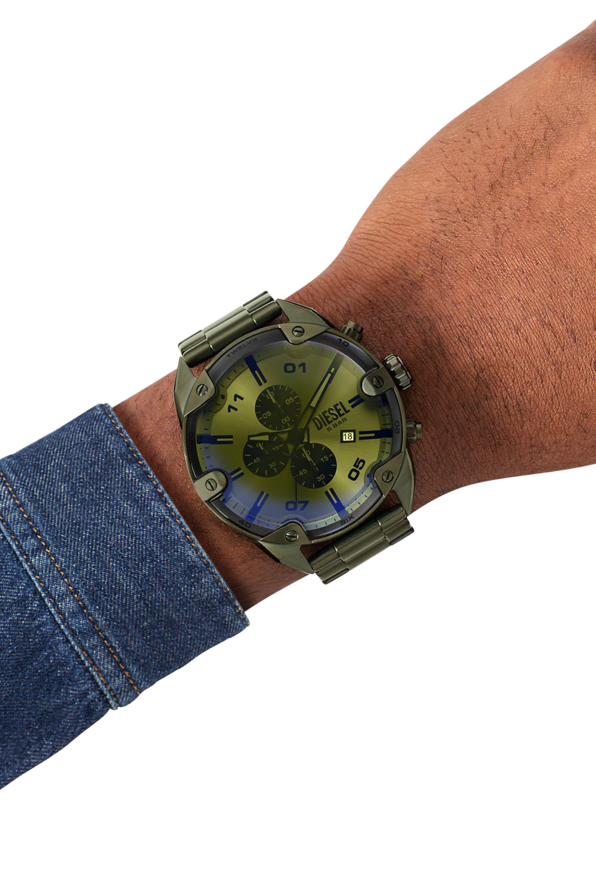 Diesel - DZ4670 WATCH, Male's Spiked Green Stainless Steel Watch in グリーン - 4