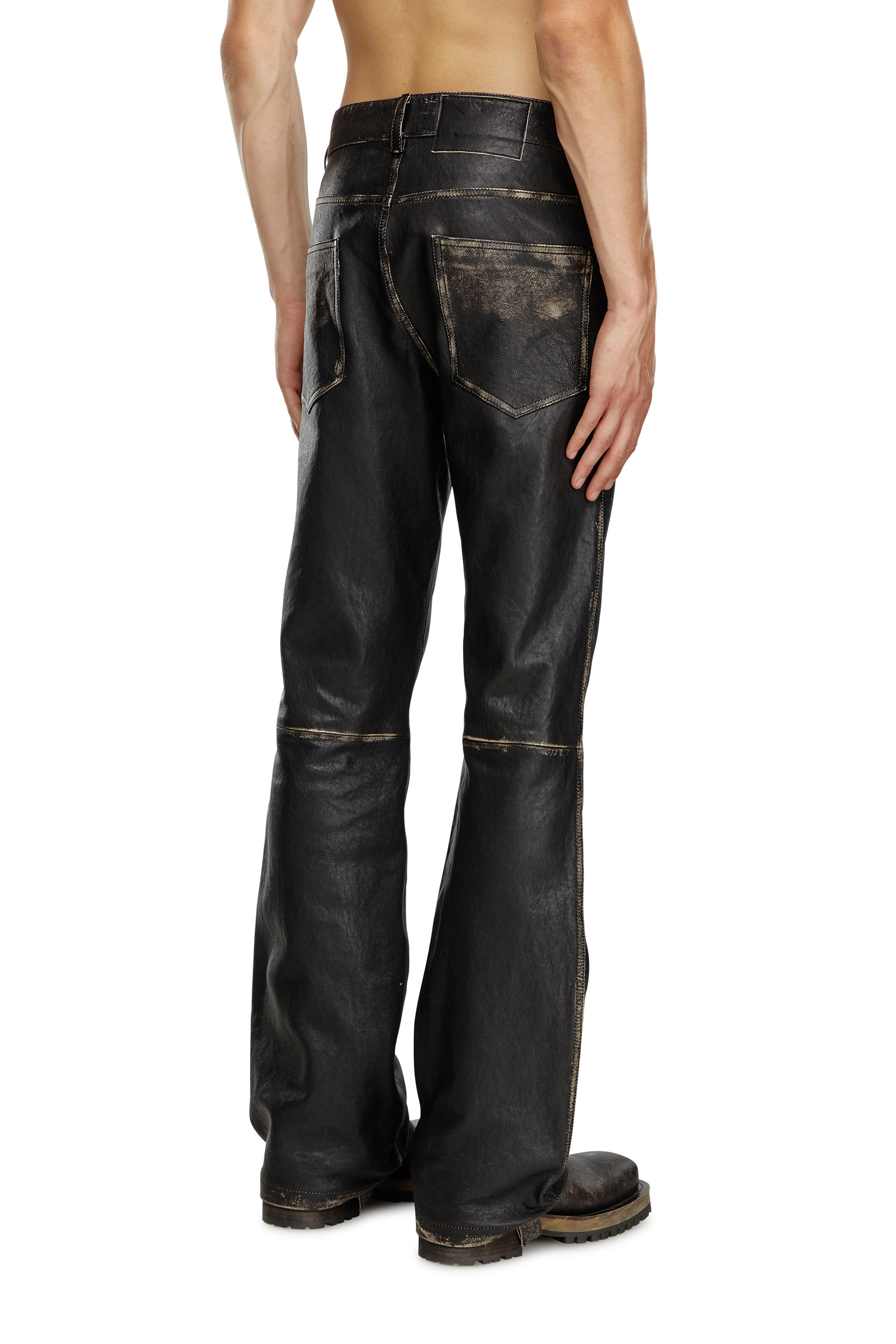 Diesel - P-BLIXIA, Male's Distressed leather pants in ブラック - 4