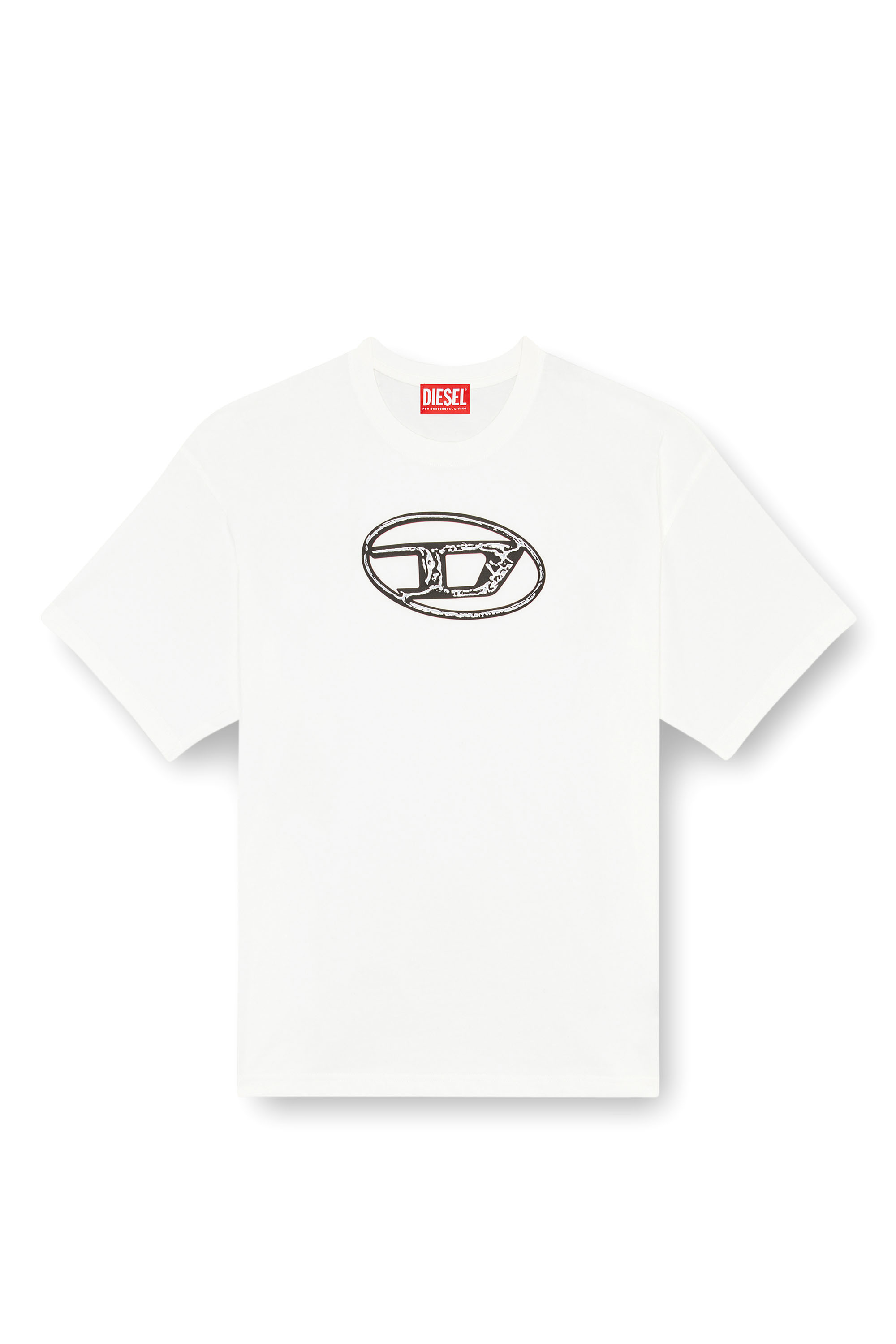 Diesel - T-BOXT-Q22, Male's Faded T-shirt with Oval D print in ホワイト - 3