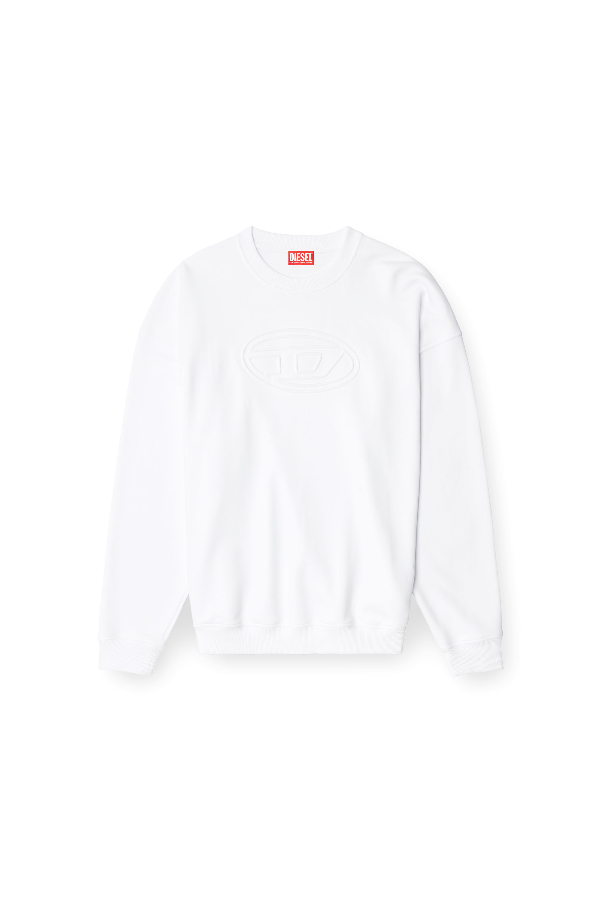 Diesel - S-MART-BIGOVAL, Male's Sweatshirt with embossed Oval D in ホワイト - 3