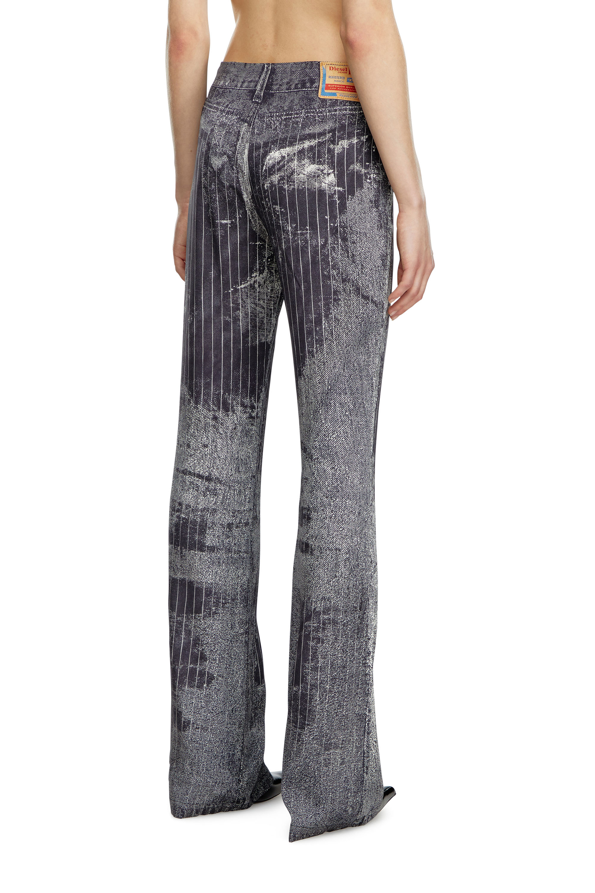 Diesel - P-RETTY, Female Bootcut satin pants with pinstripe print in ブラック - Image 3