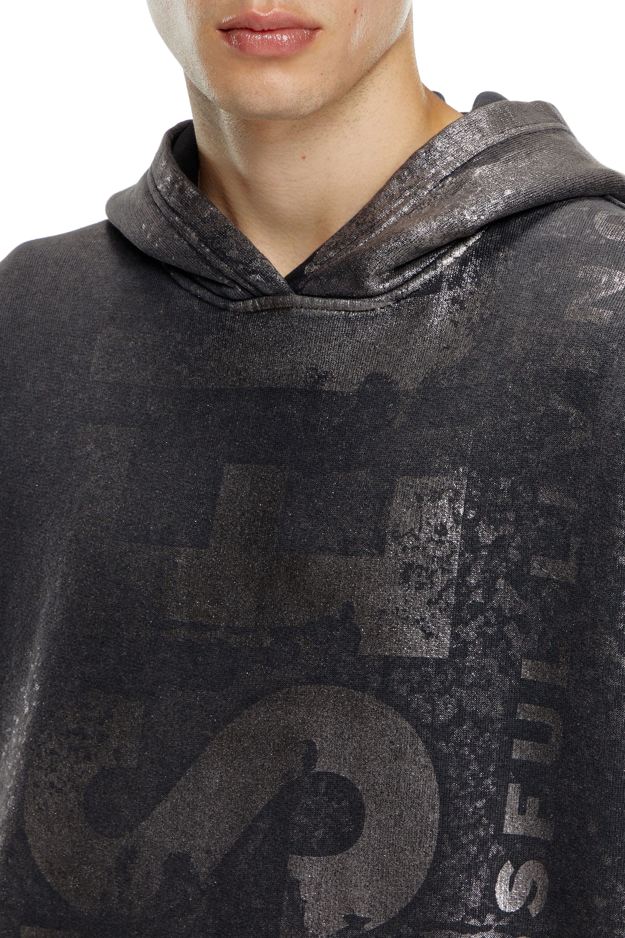 Diesel - S-BOXT-HOOD-Q6, Male's Metallic hoodie with logo in ブラック - 5