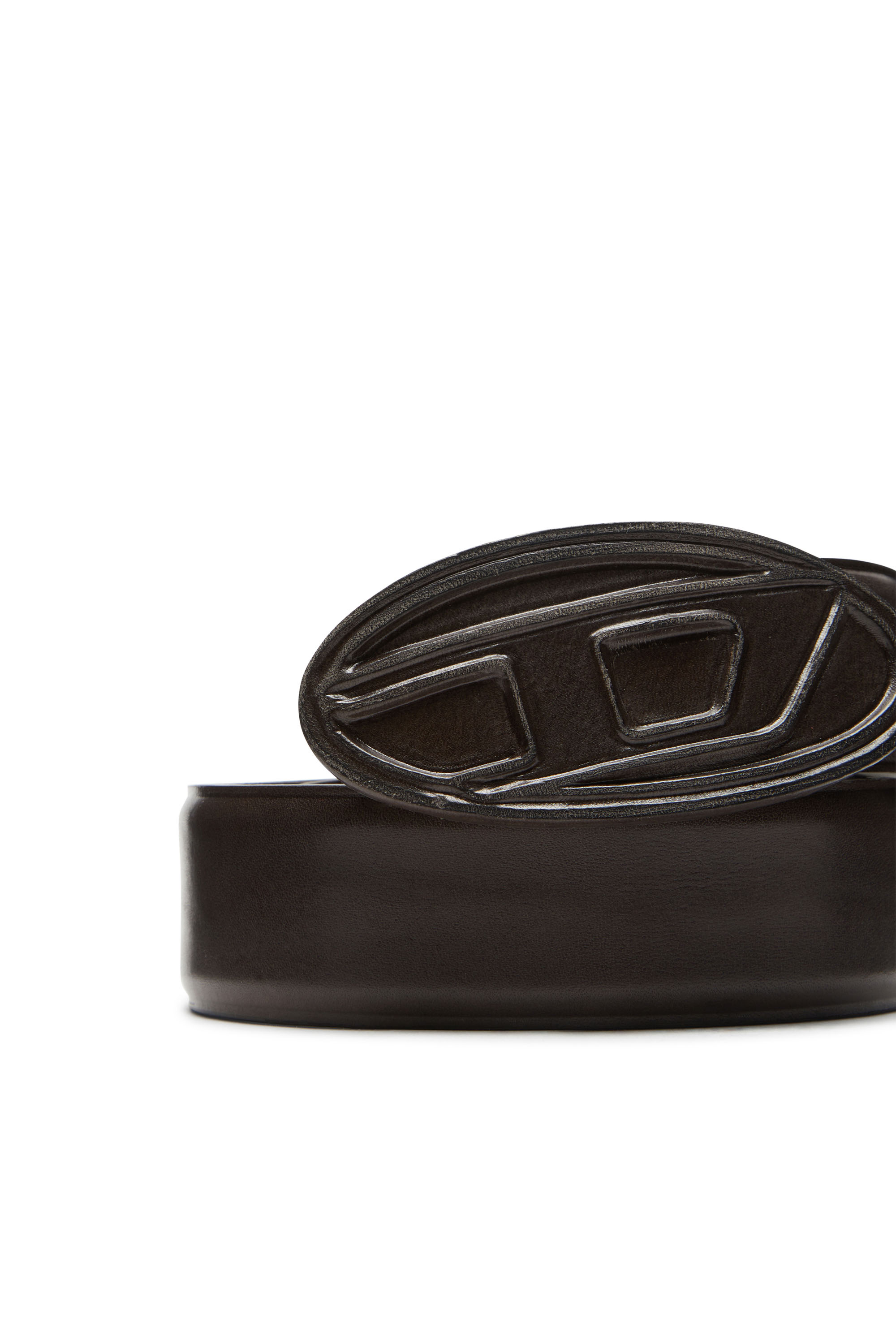 Diesel - B-1DR SCRATCH, Male Leather belt with leather-covered buckle in ブラウン - Image 3