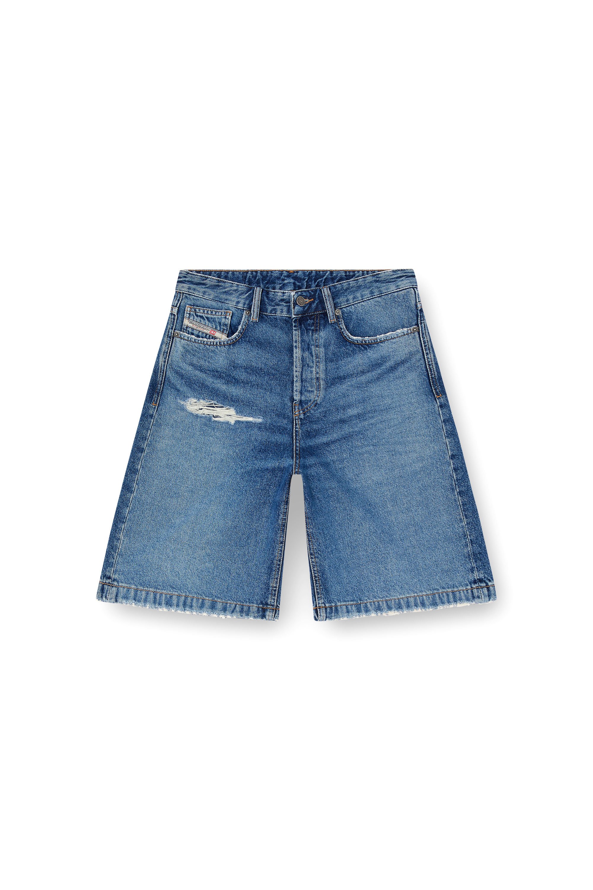 Diesel - DE-SIRE-SHORT, Female's Shorts in denim with ripped details in ミディアムブルー - 3