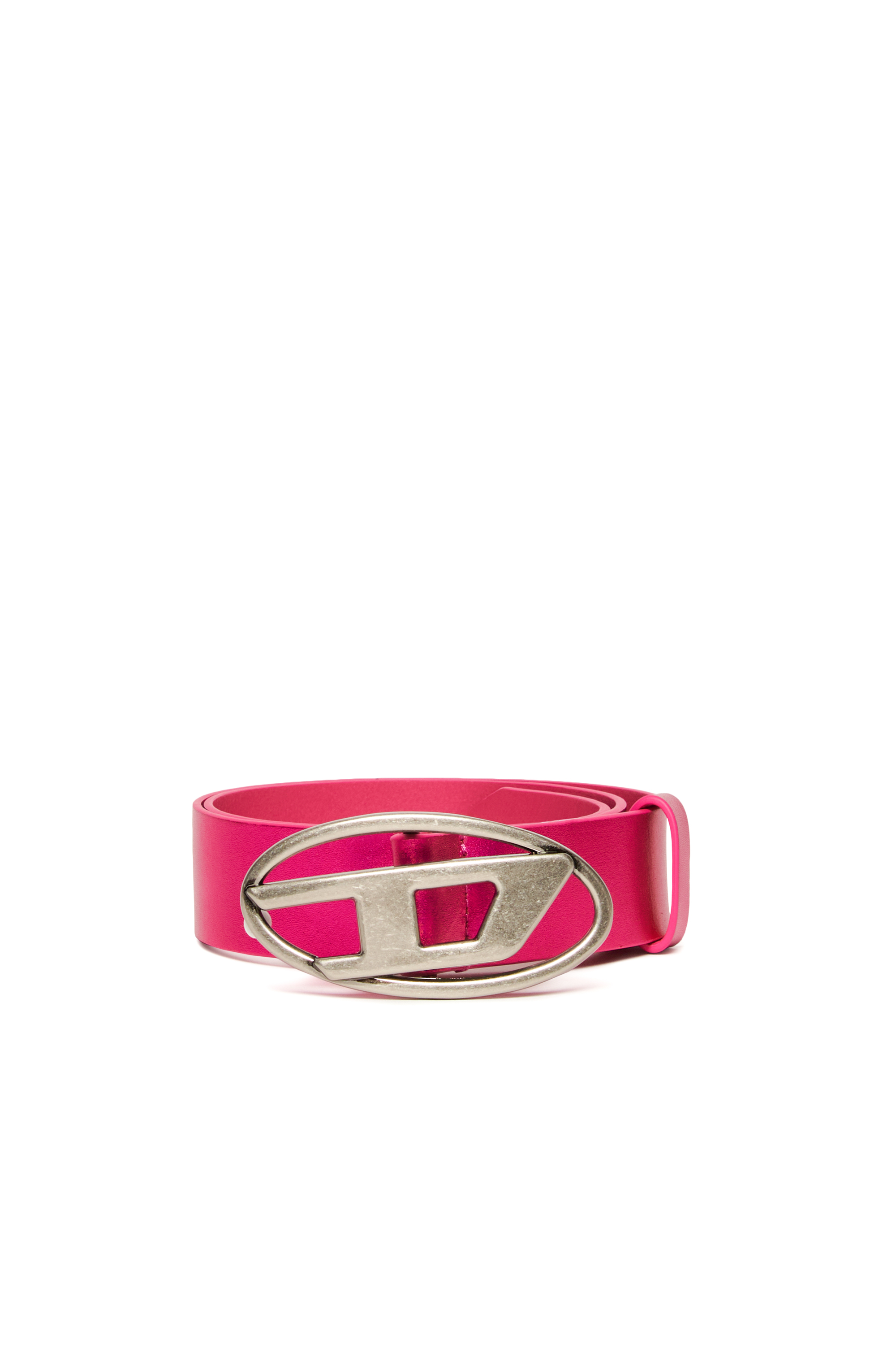 Diesel - B1DR, Unisex's Leather belt with Oval D buckle in ホットピンク - 1