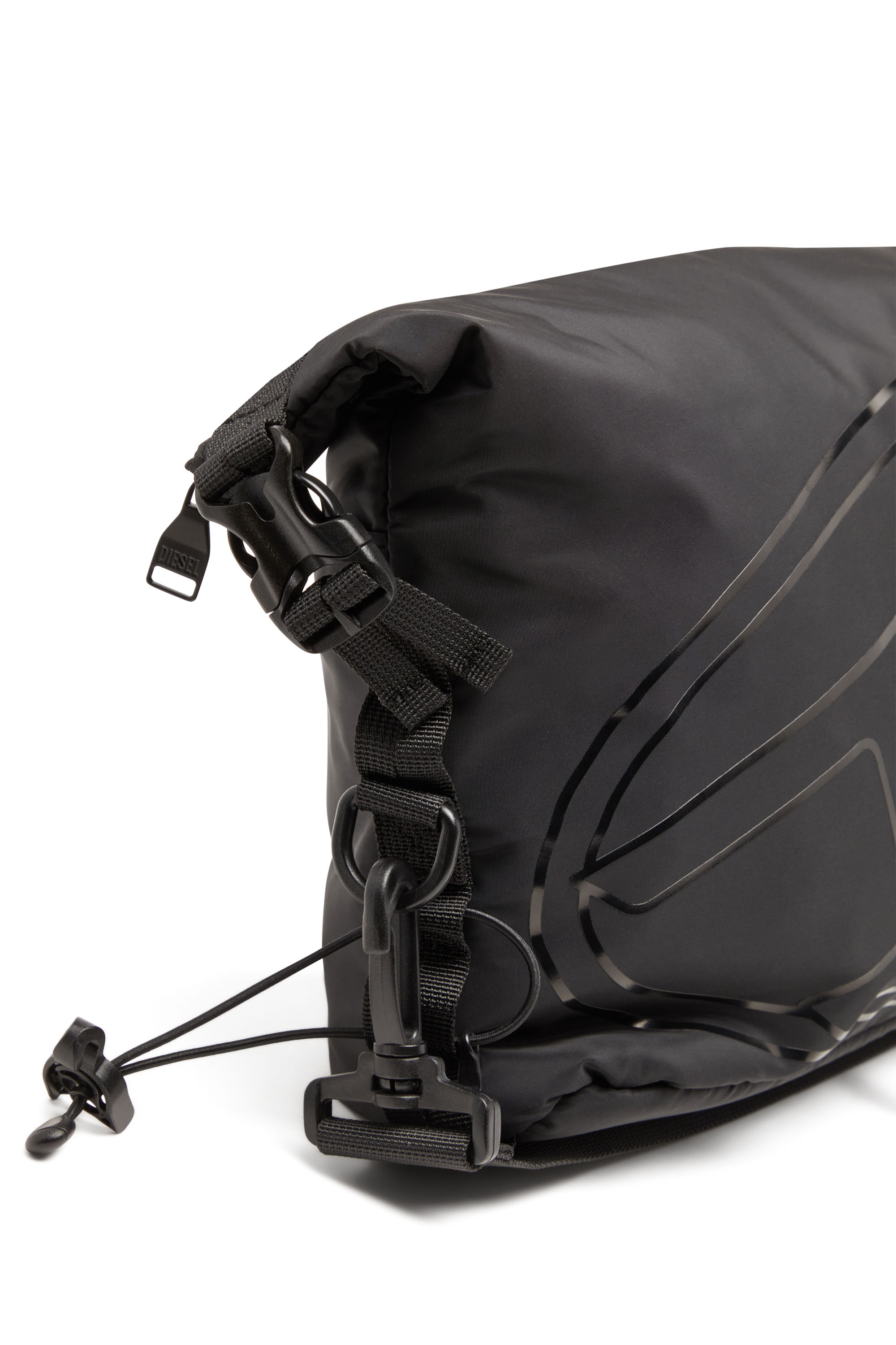 Diesel - DRAPE CROSSBODY, Male Drape-Nylon crossbody bag with Oval D print in ブラック - Image 5