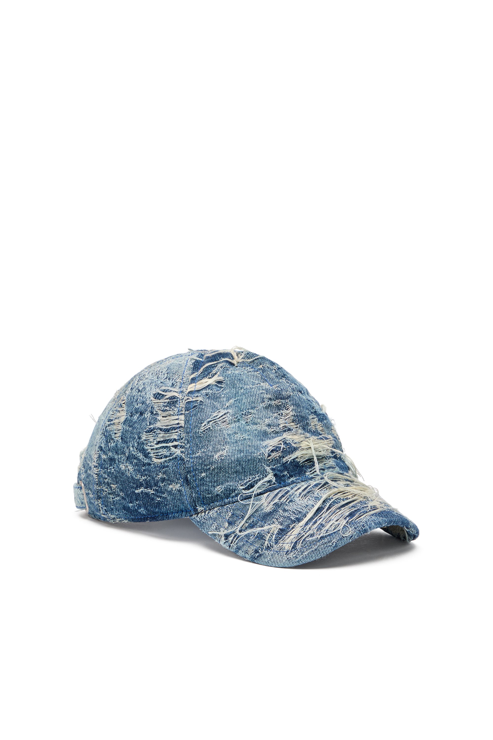 Diesel - C-ASSIDY, Male's Baseball cap in distressed denim in ブルー - 1