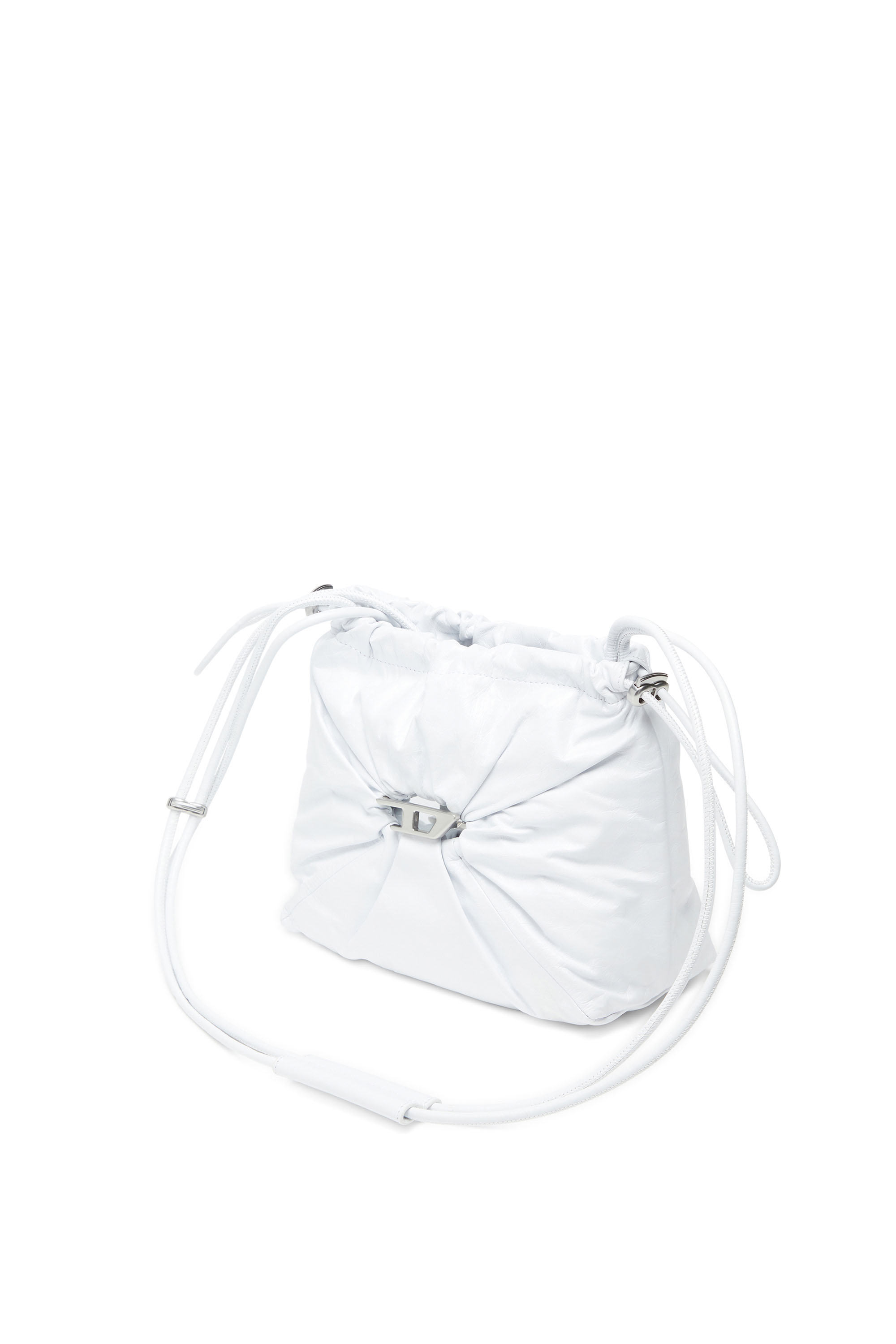 Diesel - SCRUNCH-D BUCKET, Female's Bucket bag in shiny wrinkled leather in ホワイト - 1