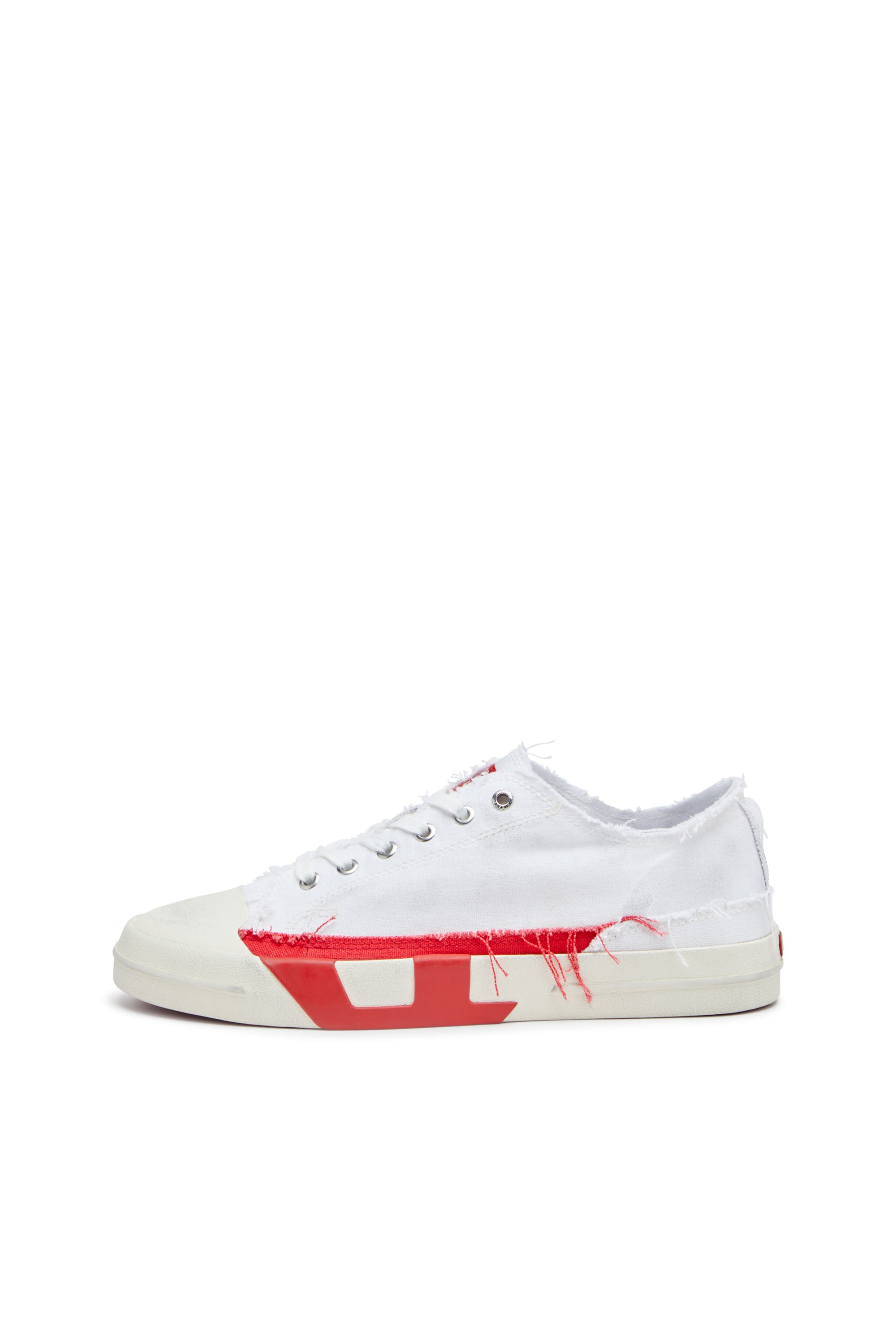 Diesel - S-D-VERSE LOW, Male's S-D-Verse-Dirty-effect canvas sneakers in ホワイト/レッド/ブルー - 7