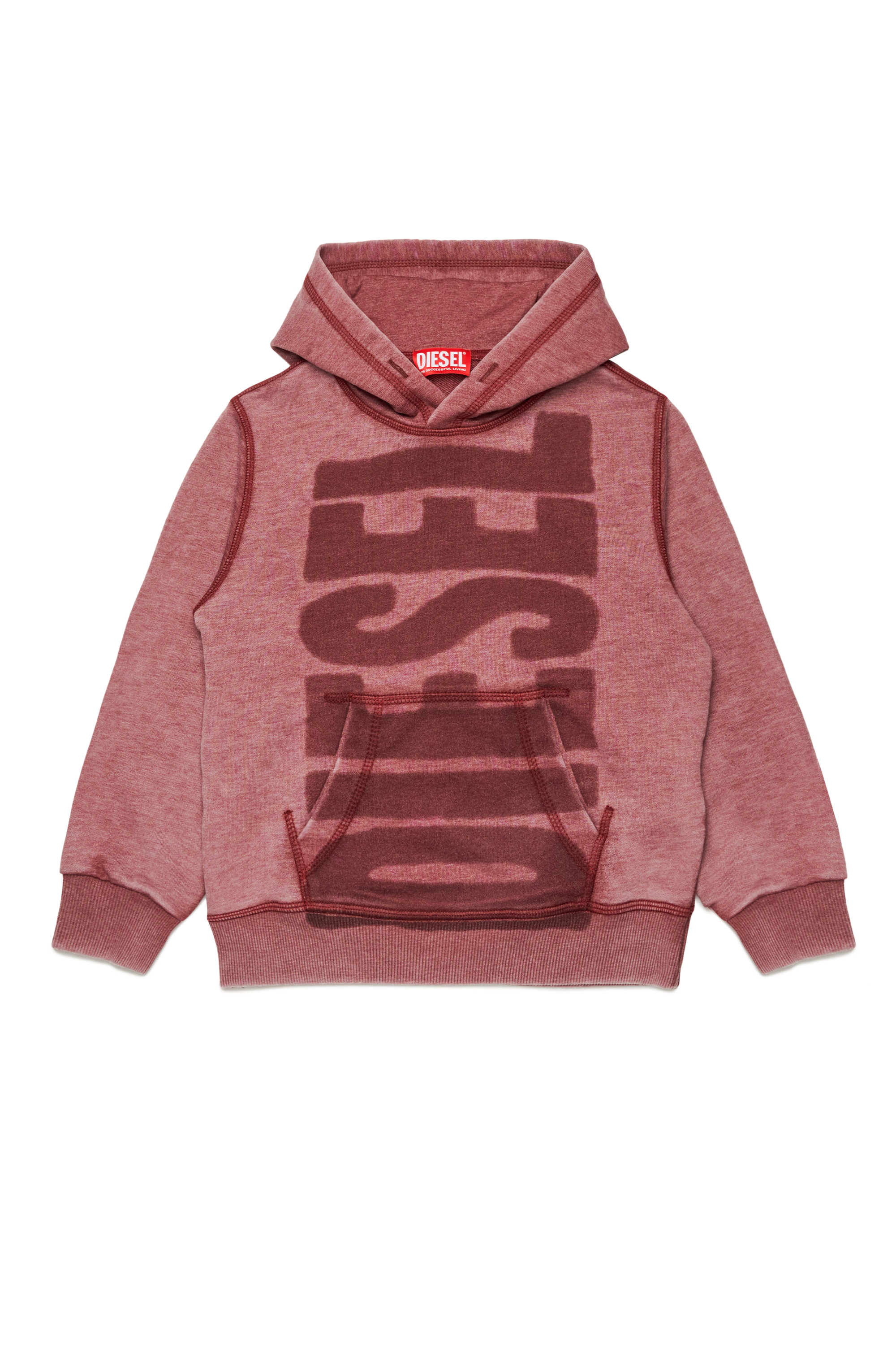 Diesel - SGINNHOODL1 OVER, Male's Burnout hoodie with logo in レッド - 1