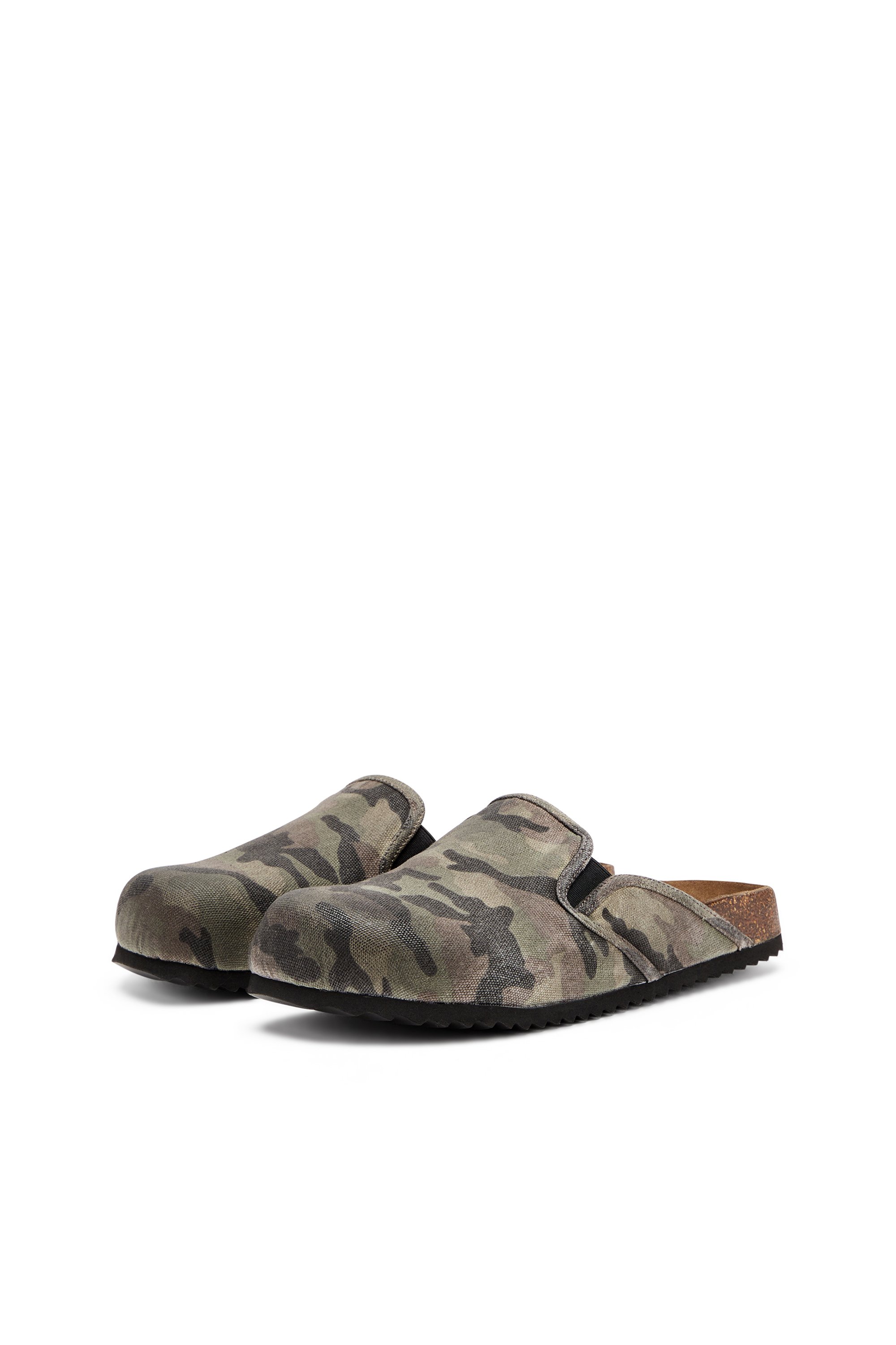 Diesel - D-WOODSTOCK SLIP-ON, Male's Camo-canvas mules in ミリタリーグリーン - 8