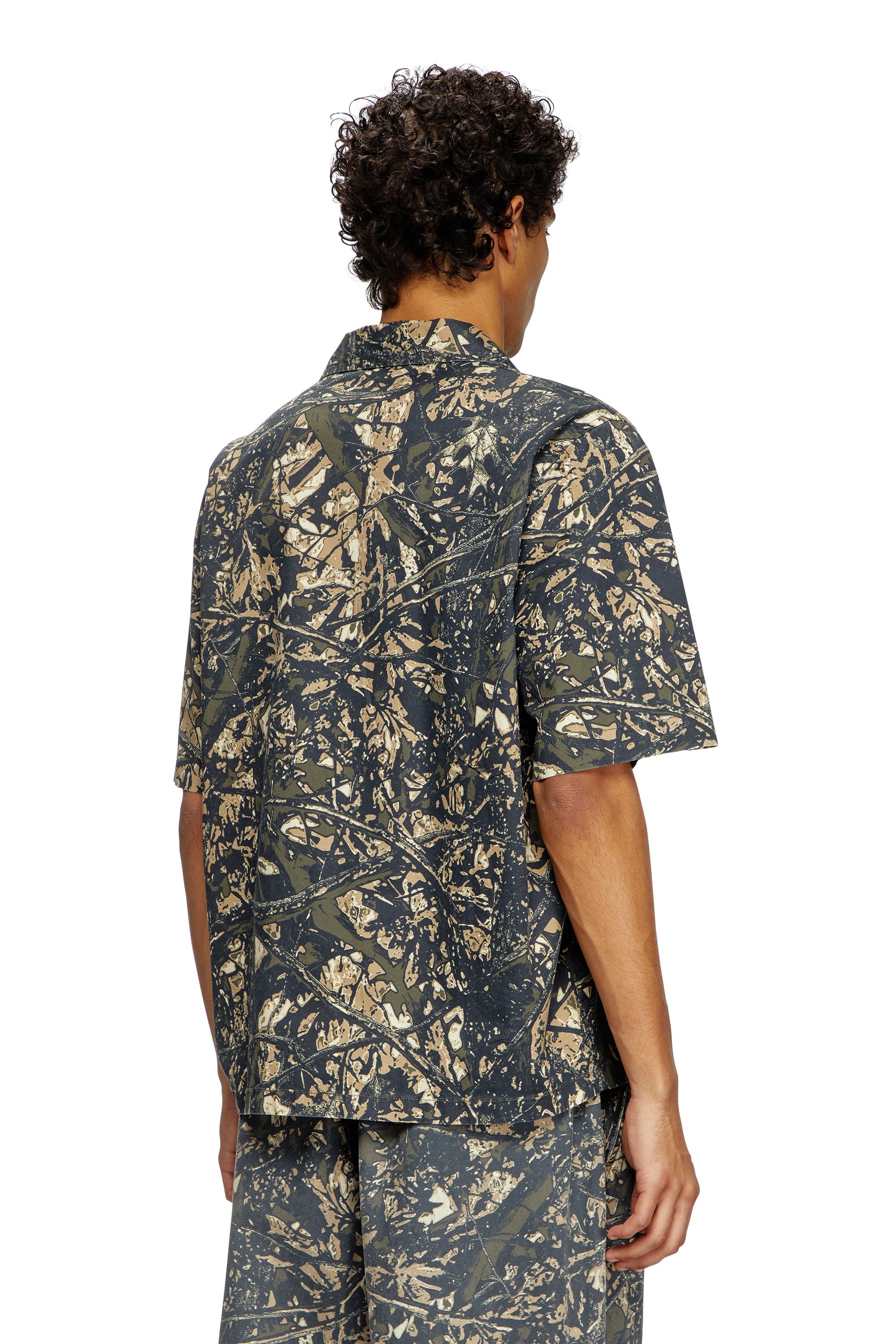 Diesel - S-LINT, Male's Short sleeved shirt with camo print in ブラウン/グリーン - 4