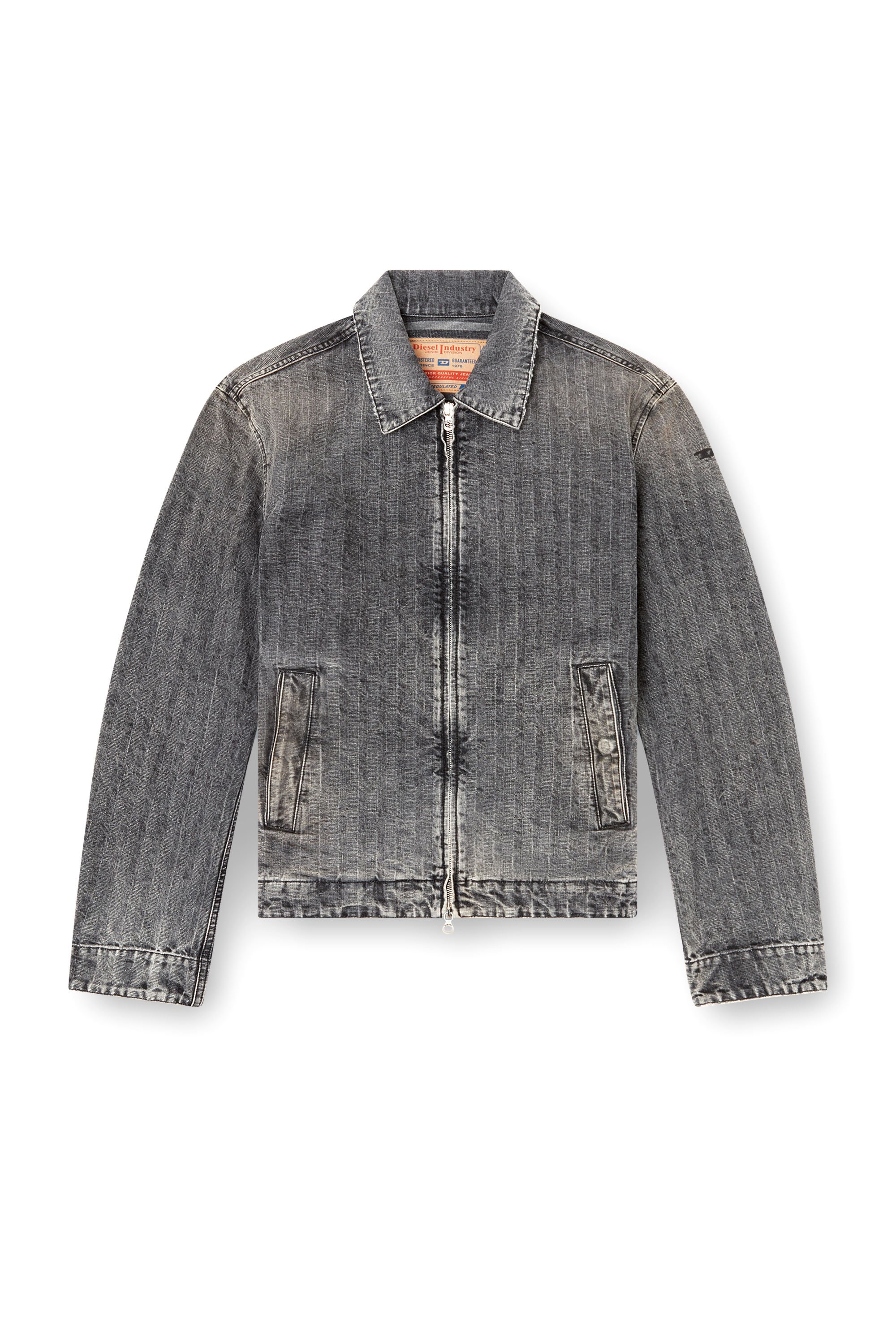 Diesel - D-ROHE, Male's Blouson jacket in herringbone denim in ブラック - 3