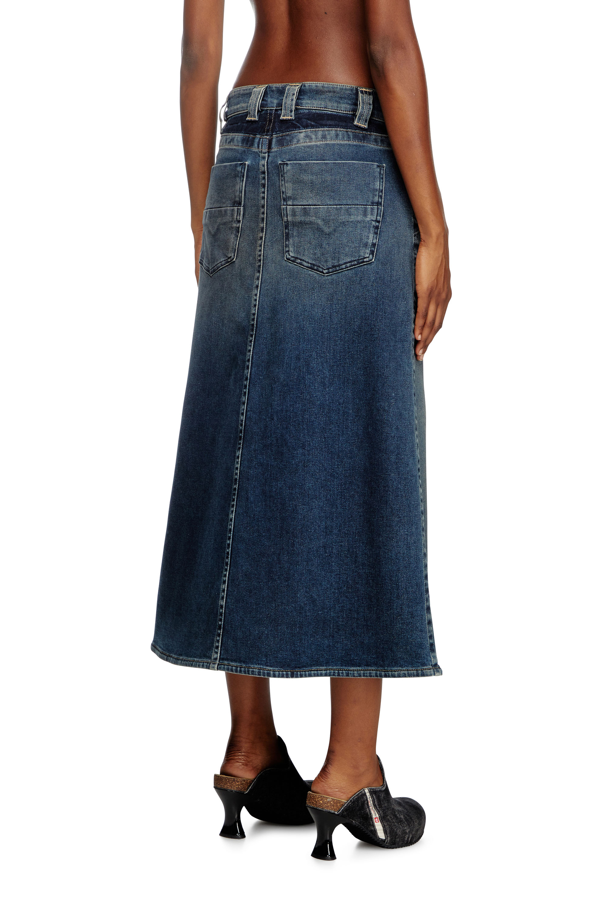 Diesel - DE-PAGO-MID-RE, Female's Midi skirt in Rehab denim in ダークブルー - 4