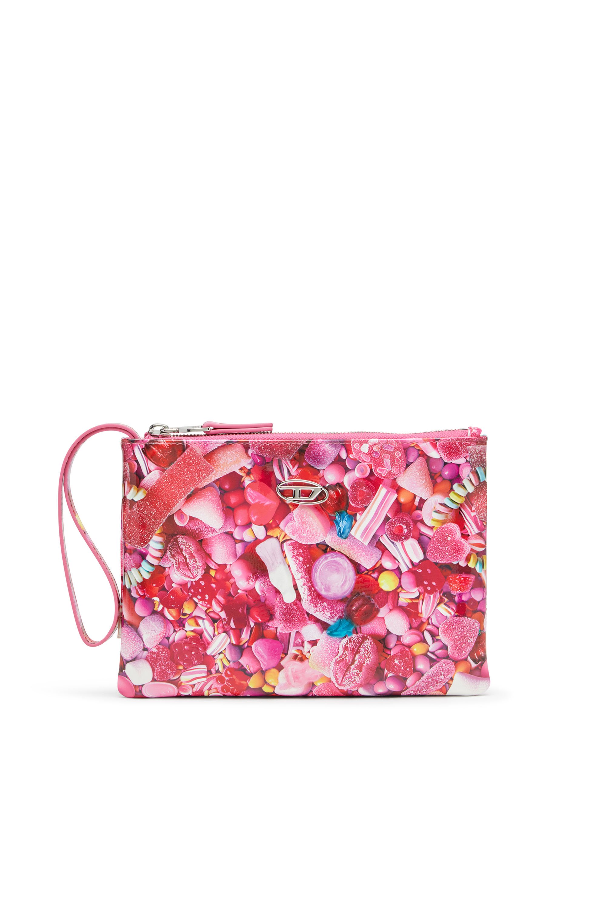 Diesel - PLAY POUCH II, Female's Pouch in printed glossy PU in ピンク / ホワイト - 1