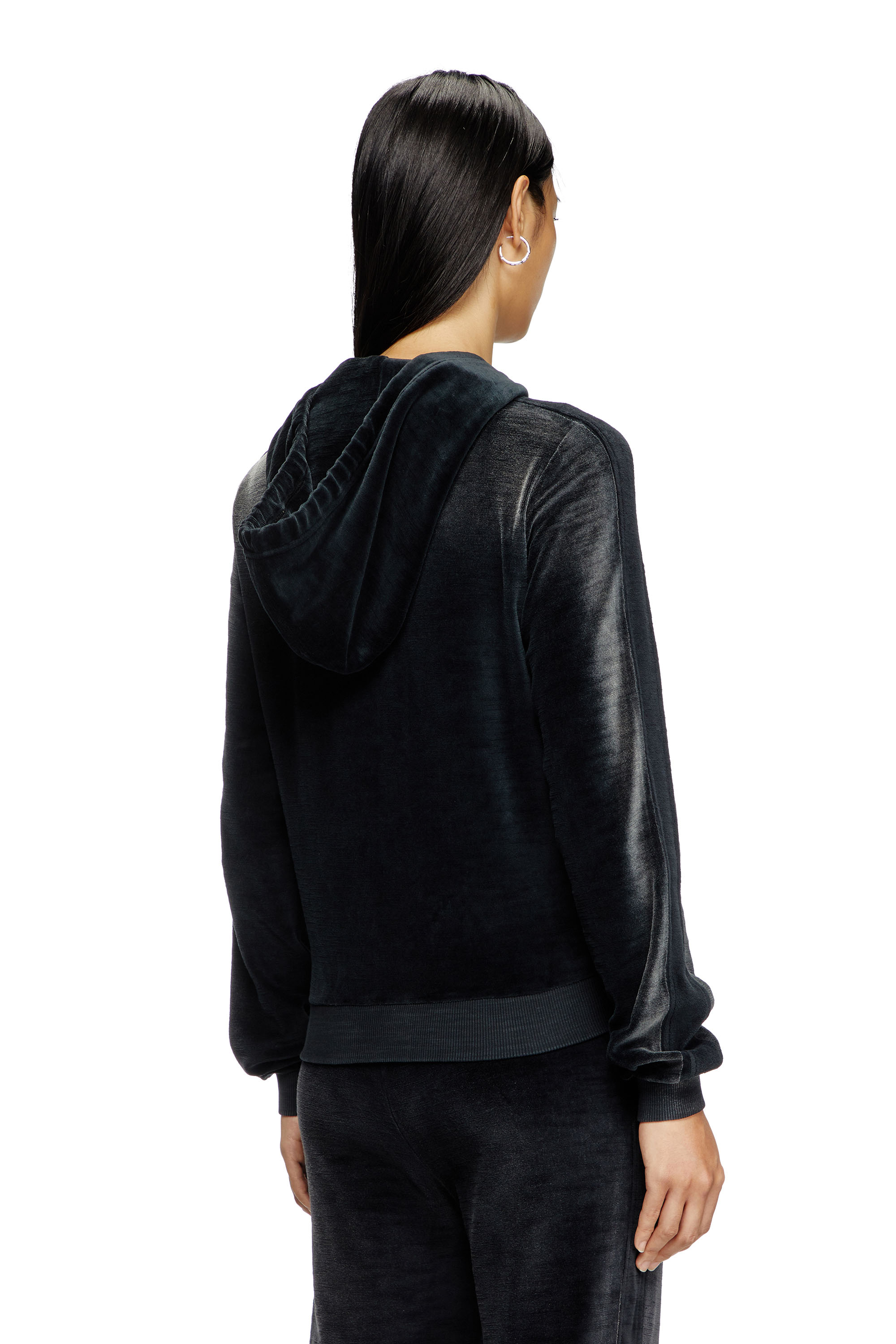 Diesel - F-ELY-Q1, Female's Zip-up hoodie in faded chenille in ブラック - 4